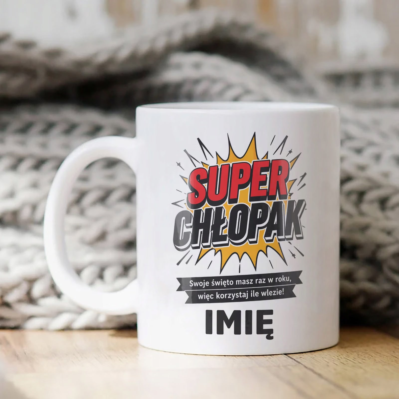 Biały Kubek personalizowany z nadrukiem Dzień Chłopaka Dla Mężczyzny