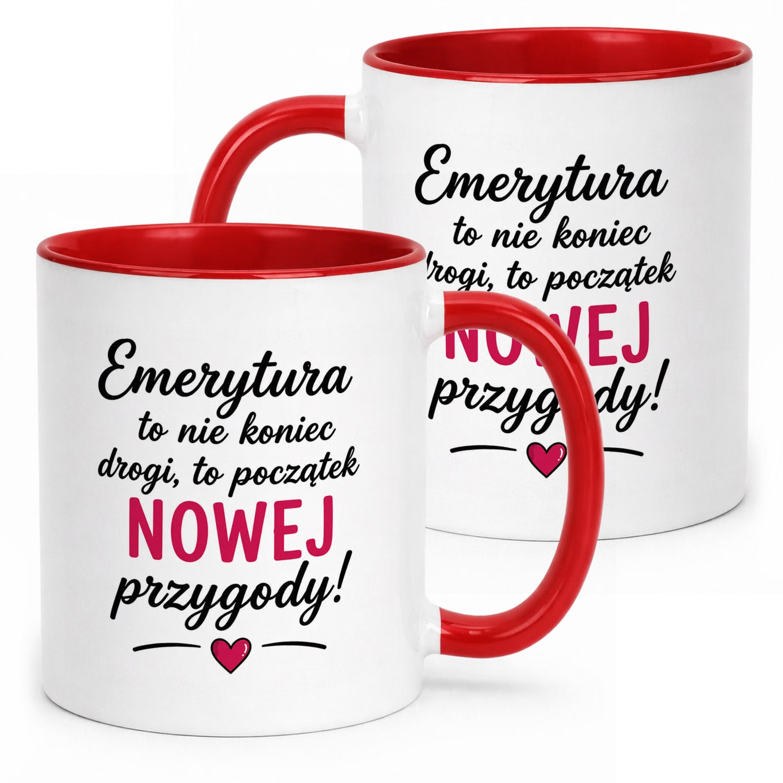 Kubek Czerwony z nadrukiem Emerytura Dla Emerytki Upominek Prezent