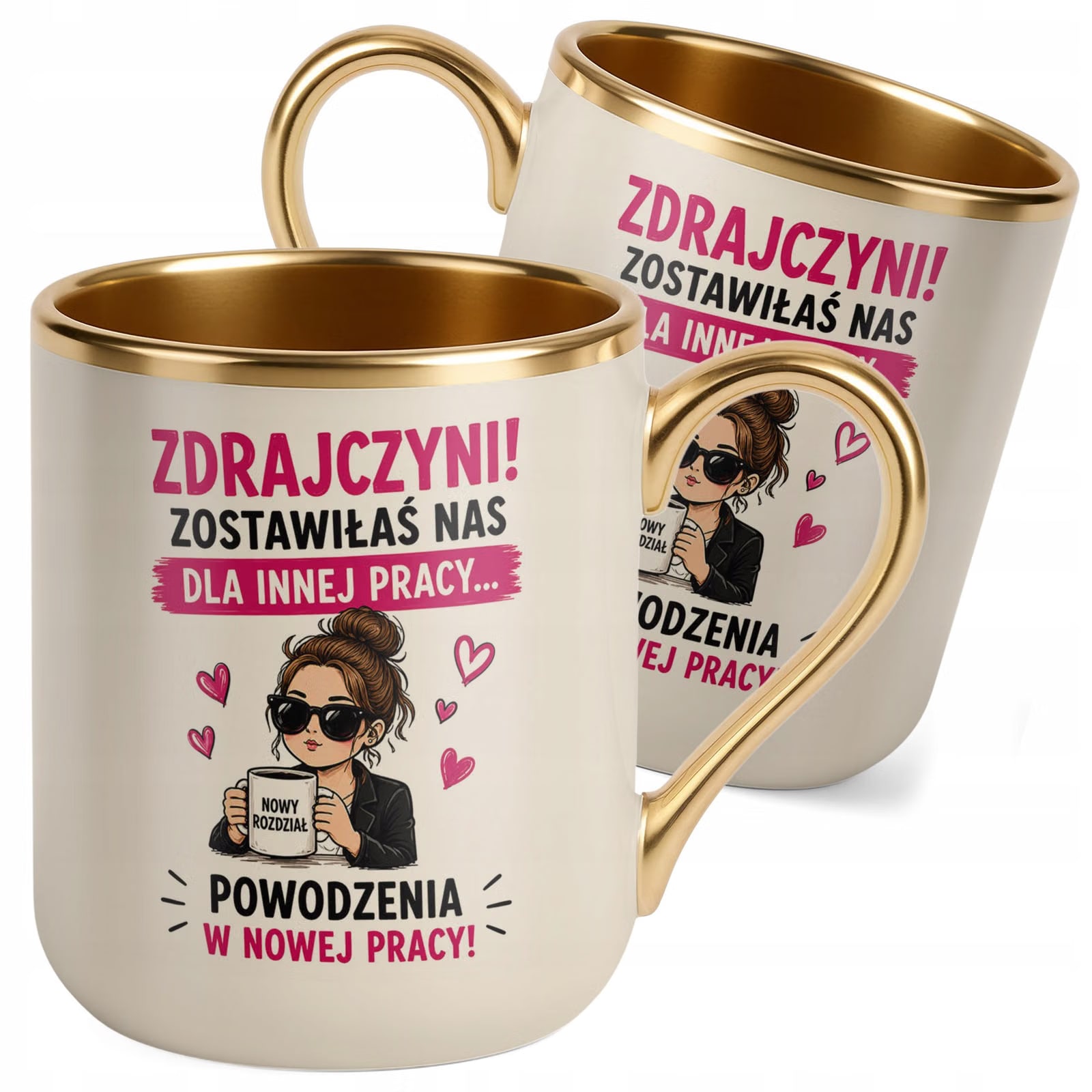 Kubek z nadrukiem Premium Złoty Ecru Pożegnanie Odejście z Pracy
