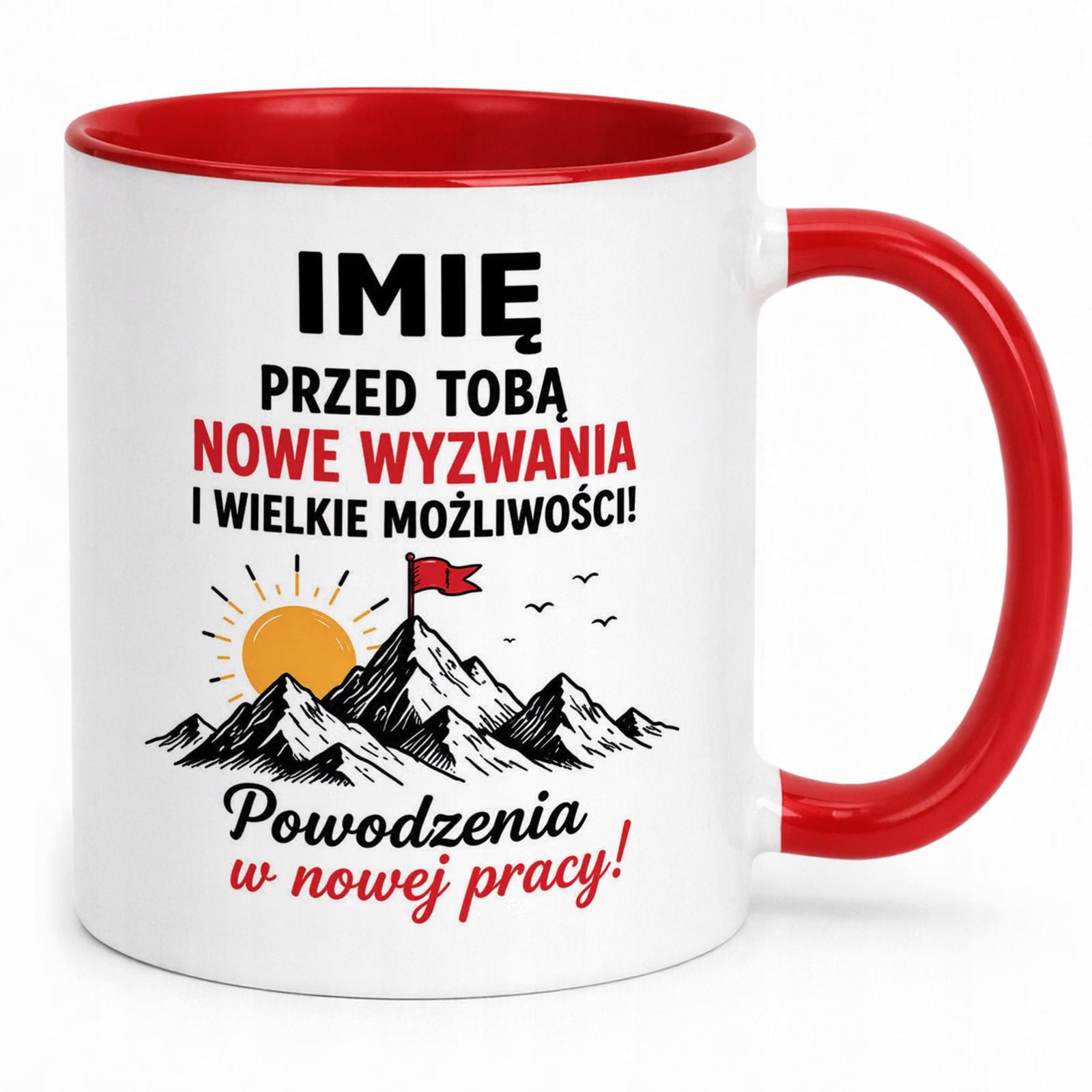 Kubek Czerwony Personalizowany z Nadrukiem Pożegnanie Odejście z Pracy