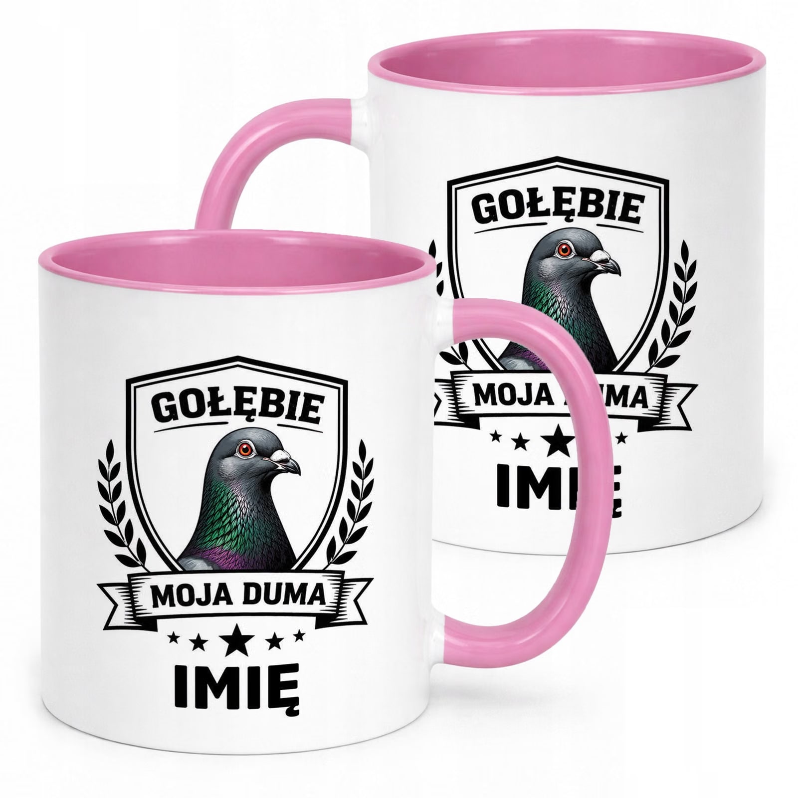 Różowy Kubek Personalizowany z nadrukiem Dla Gołębiarza Upominek Prezent