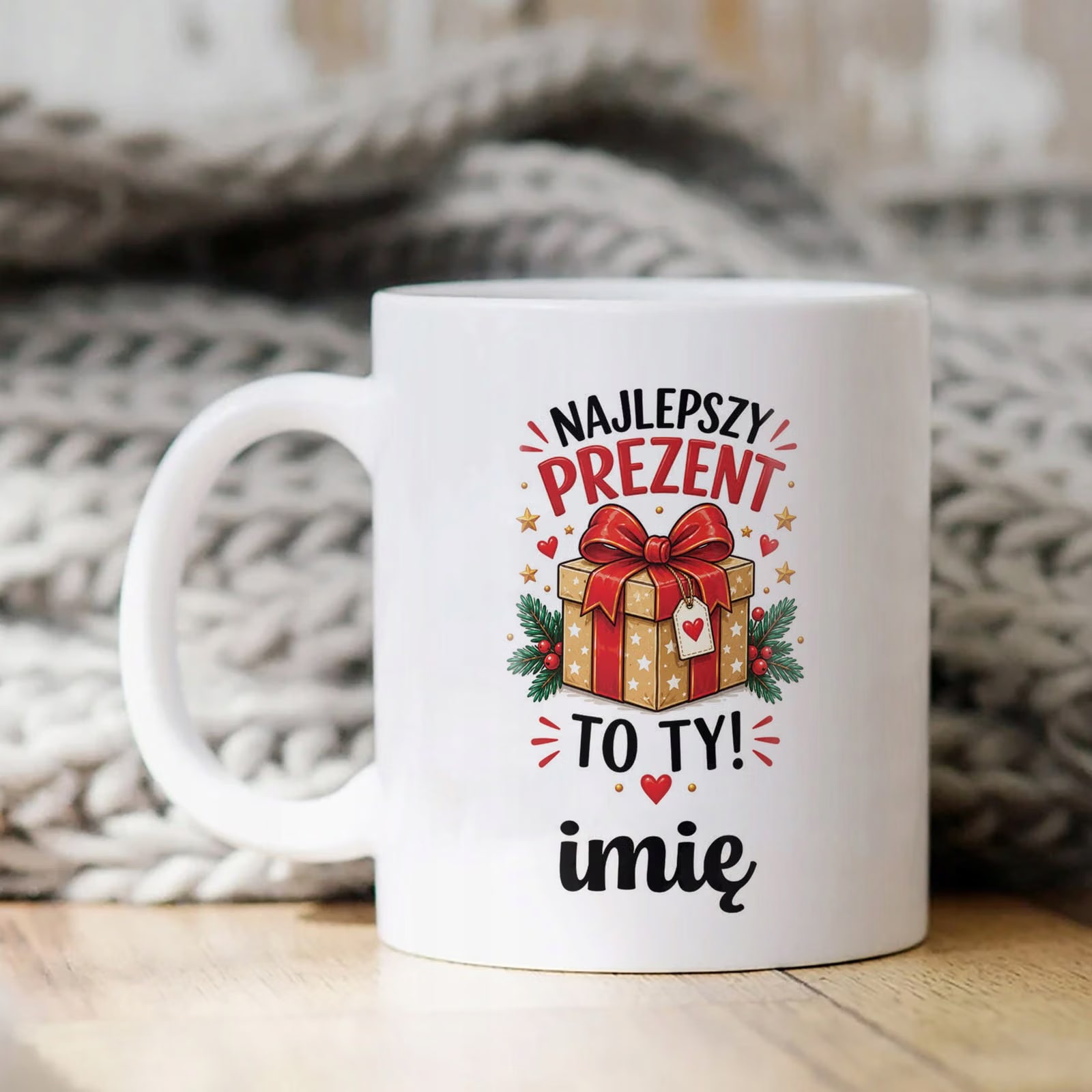 Kubek Biały Personalizowany z Nadrukiem Boże Narodzenie Święta Prezent