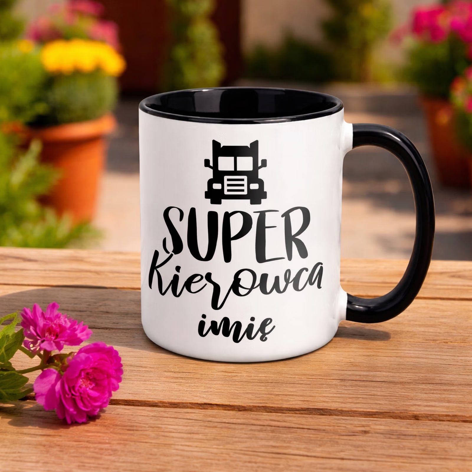 Kubek Czarny Personalizowany Super Kierowca Prezent Upominek