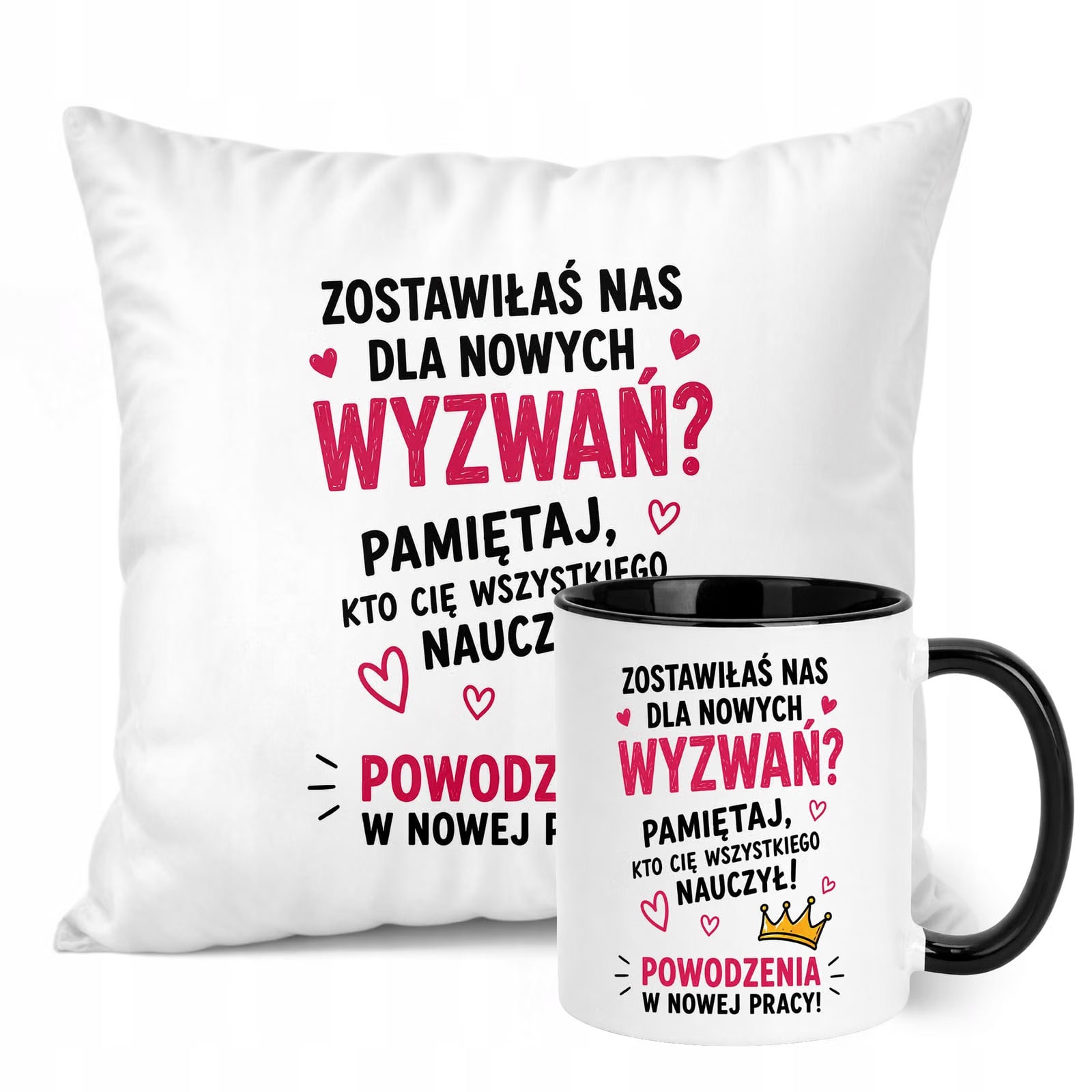 Zestaw Kubek Czarny Poduszka Z Nadrukiem Odejście z Pracy Prezent
