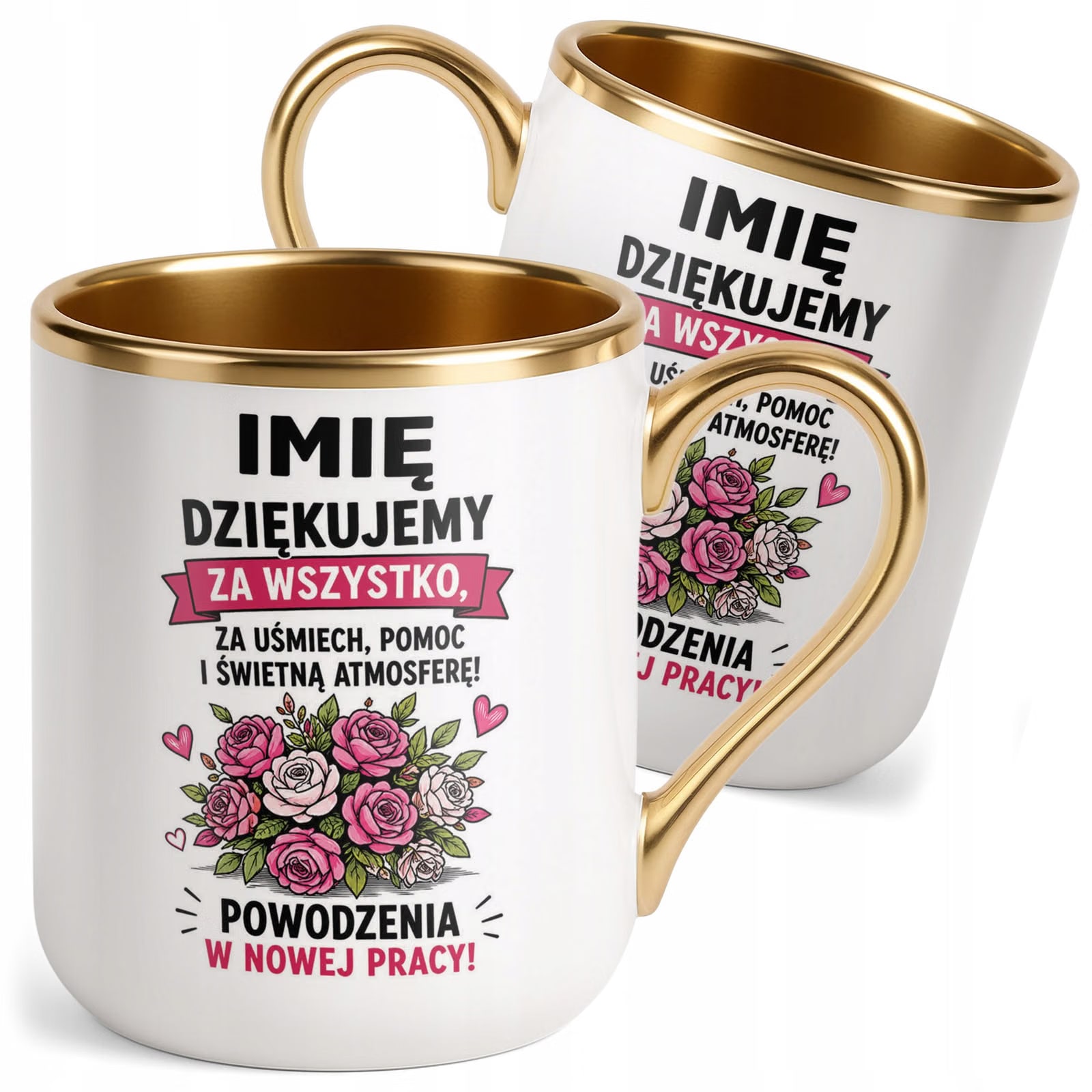 Kubek Personalizowany z nadrukiem Premium Złoty Odejście z Pracy