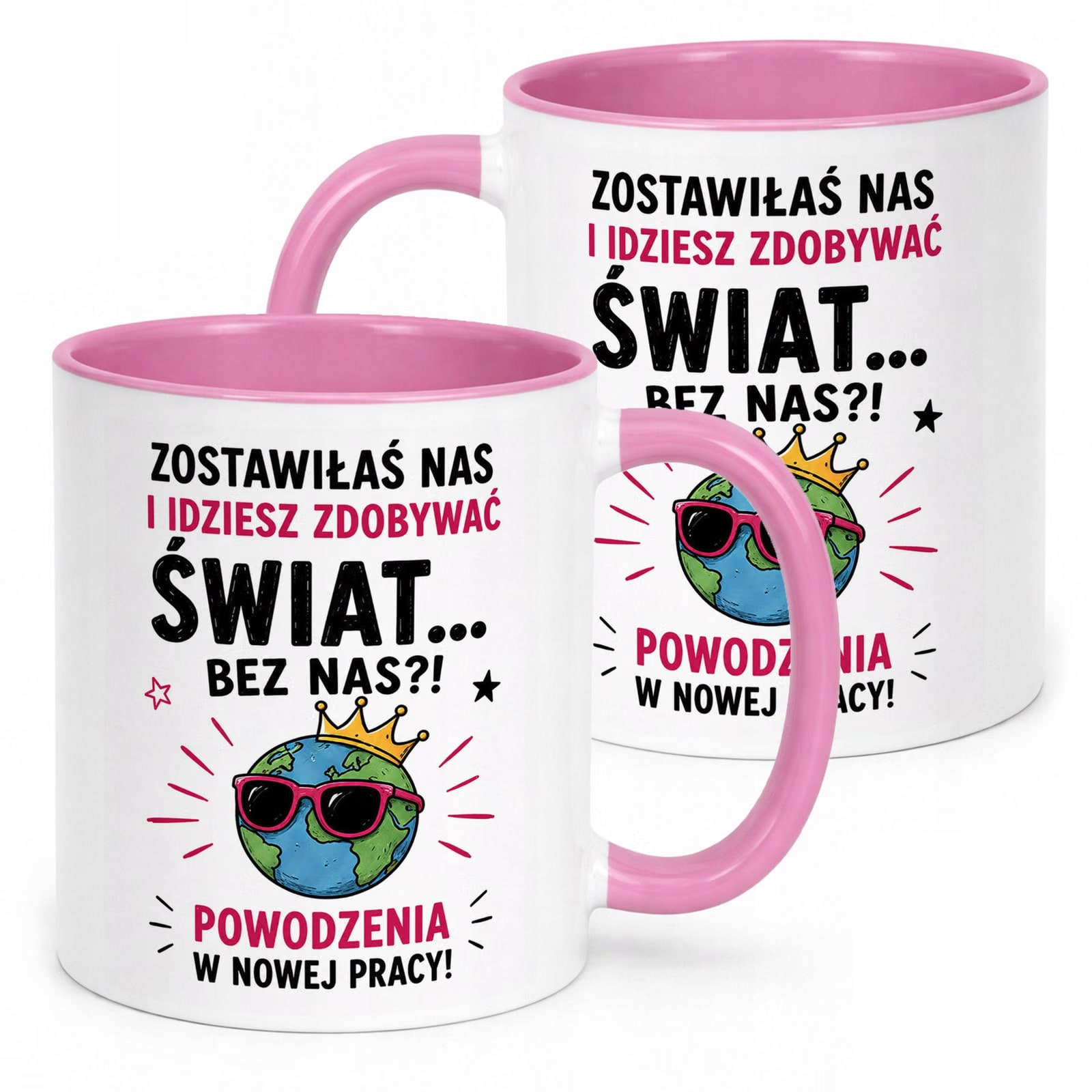 Kubek Różowy z nadrukiem Pożegnanie Odejście z Pracy Dla Koleżanki