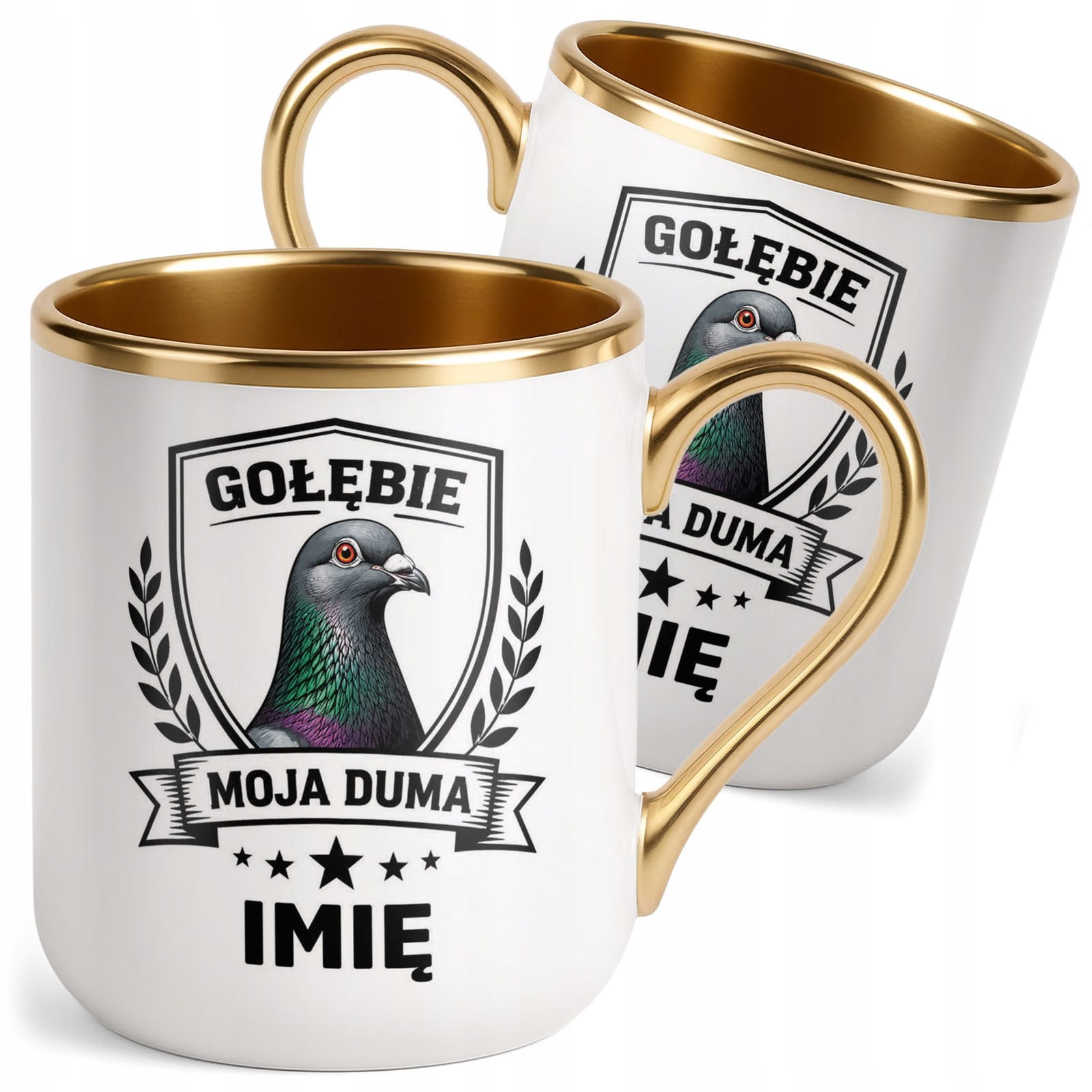 Kubek Personalizowany z nadrukiem Premium Złoty Dla Gołębiarza Prezent