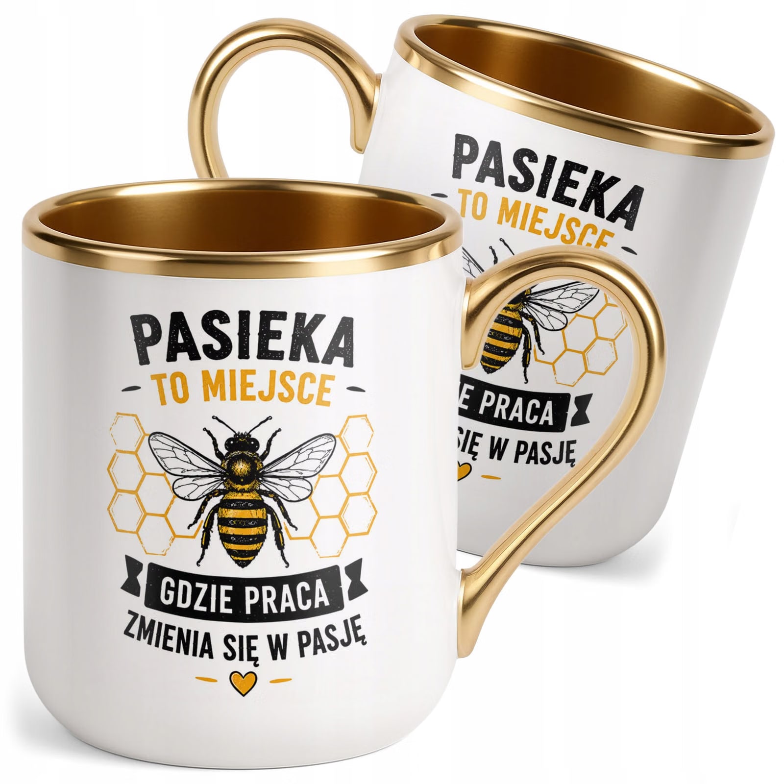 Kubek z nadrukiem Premium Złoty Dla Pszczelarza Szef Pasieki Prezent