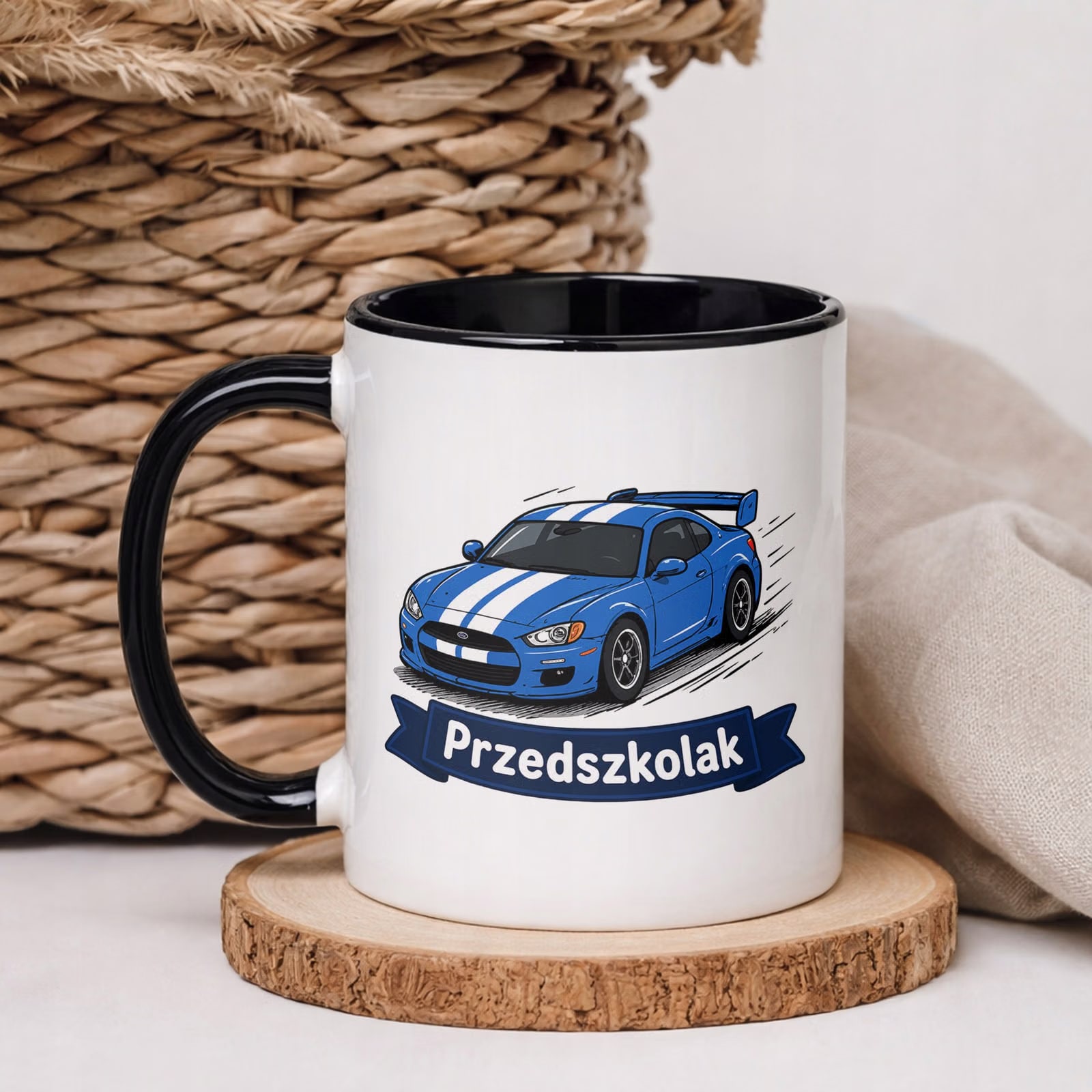 Kubek Czarny z nadrukiem Przedszkolak Szkoła Dla Dzieci Prezent