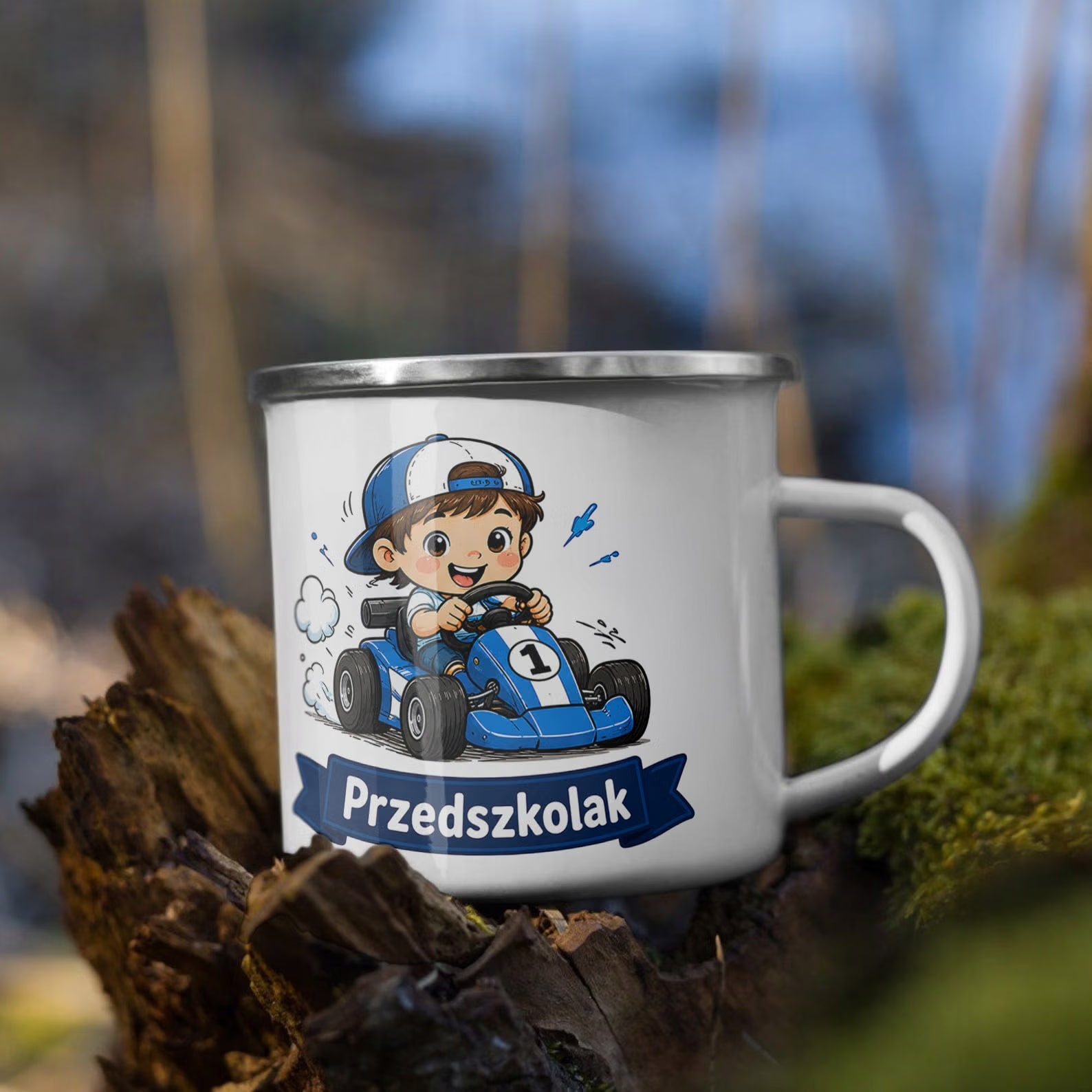 Zestaw Kubek Emaliowany Poduszka Z Nadrukiem Przedszkolak Szkoła Prezent