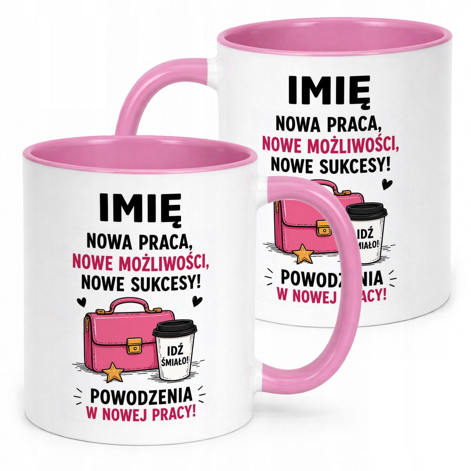 Kubek Różowy Personalizowany z Nadrukiem Pożegnanie Odejście z Pracy