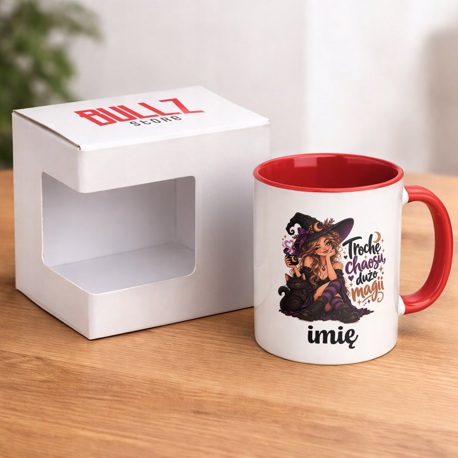 Kubek Czerwony Personalizowany z Nadrukiem Dla Kobiet Czarownica Wiedźma
