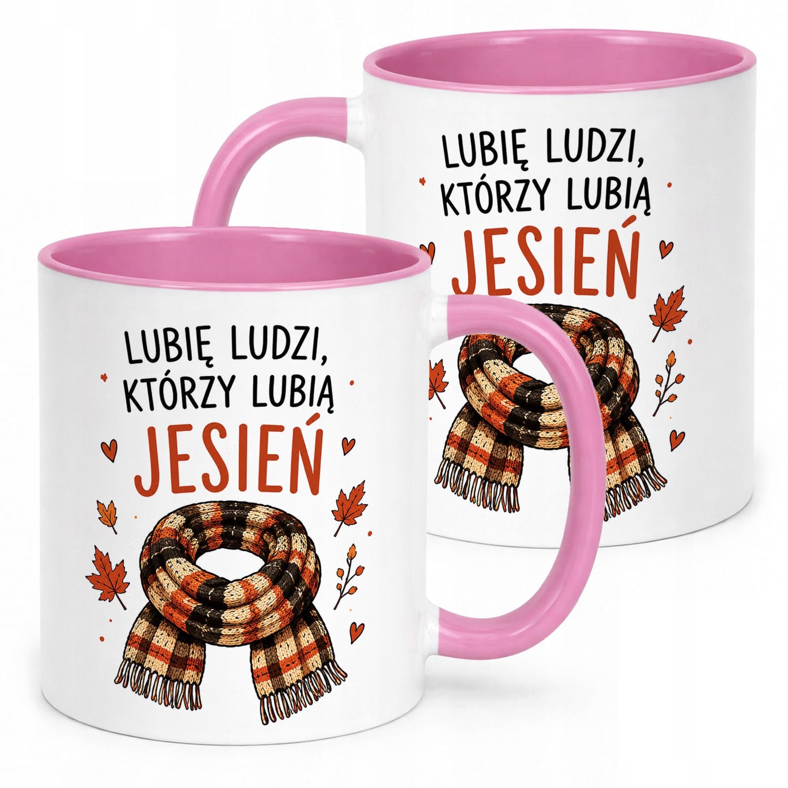 Różowy Kubek z nadrukiem Jesienny Jesień Prezent Upominek