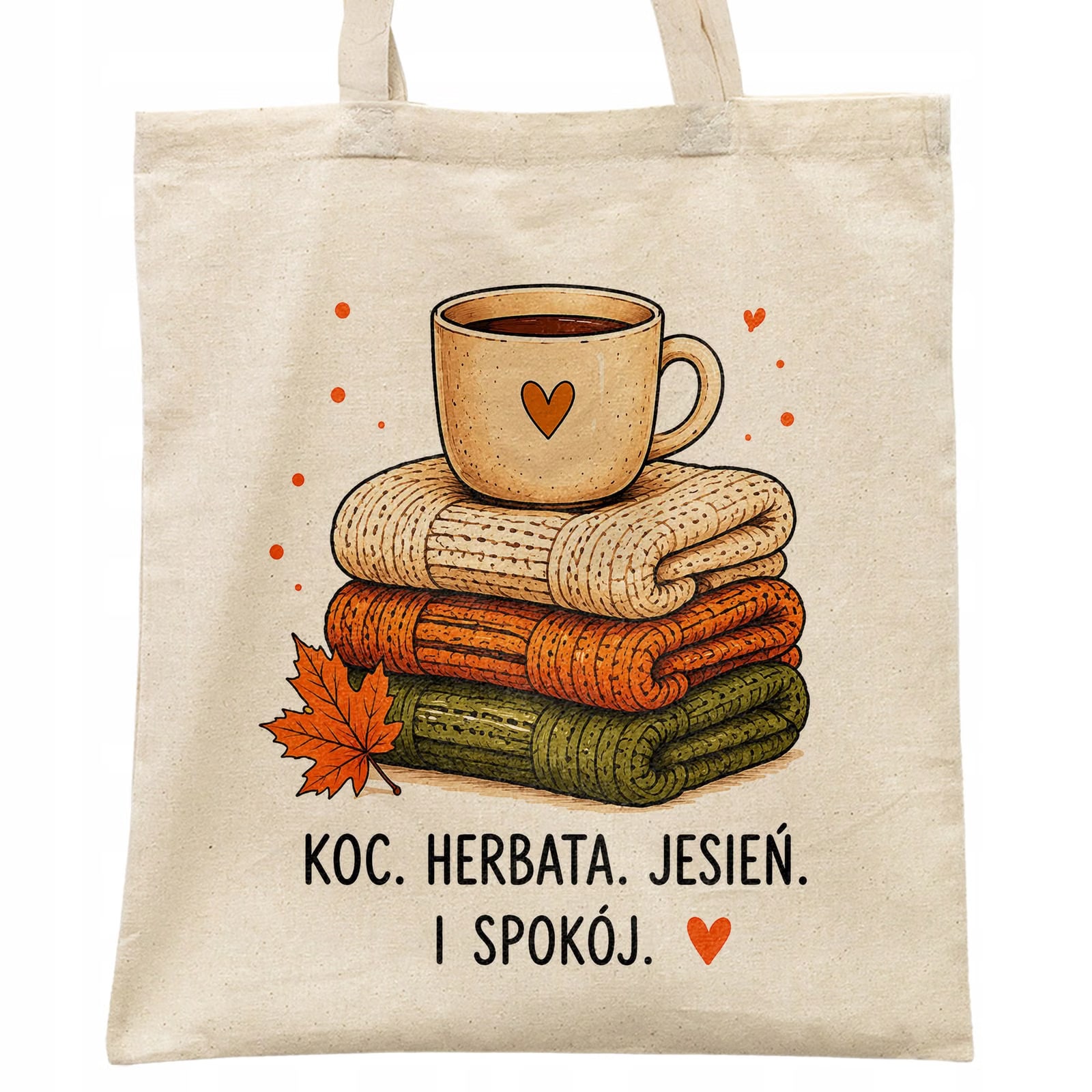 Torba shopper bawełniana jesień jesienna na zakupy z nadrukiem