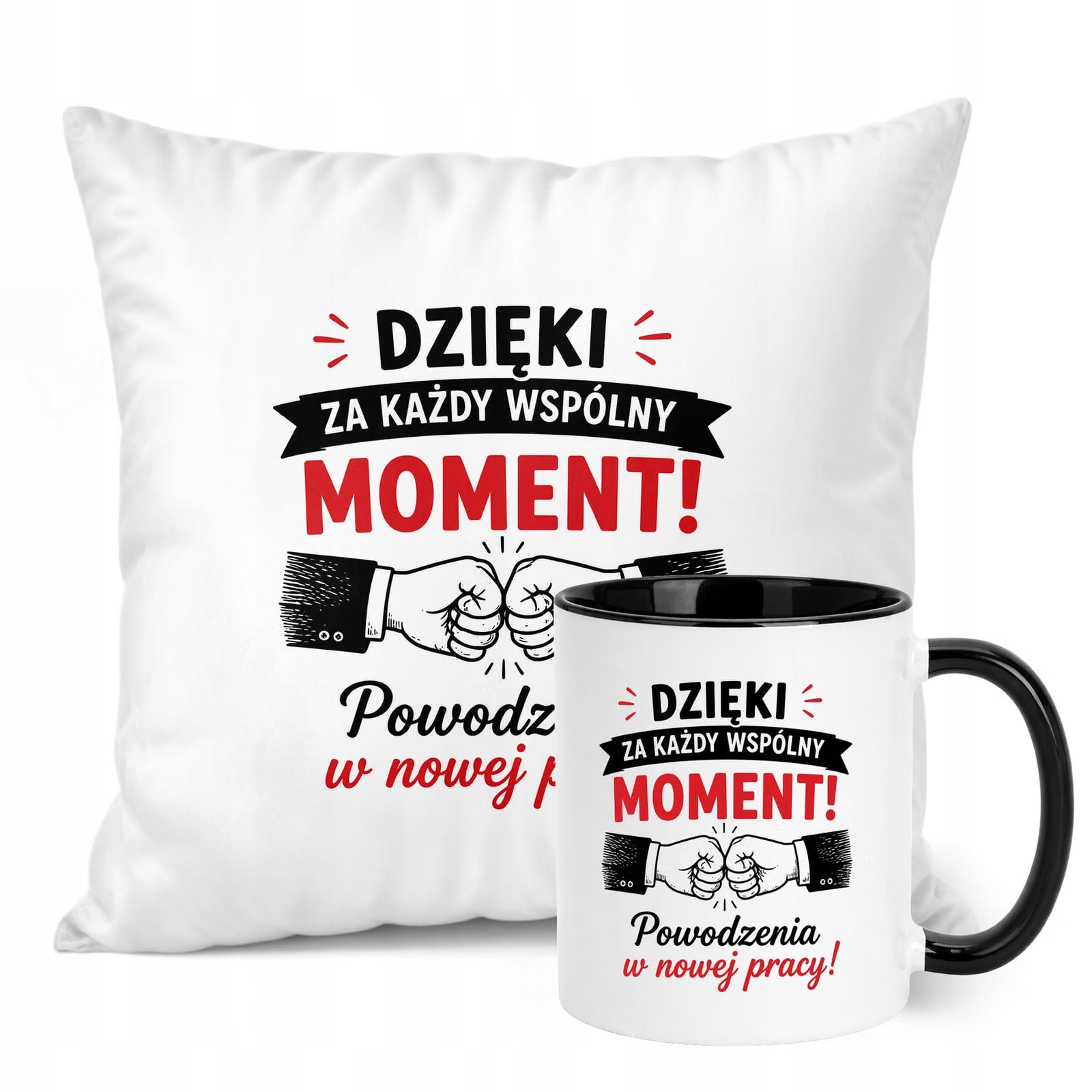 Zestaw Kubek Czarny Poduszka Z Nadrukiem Odejście z Pracy Prezent