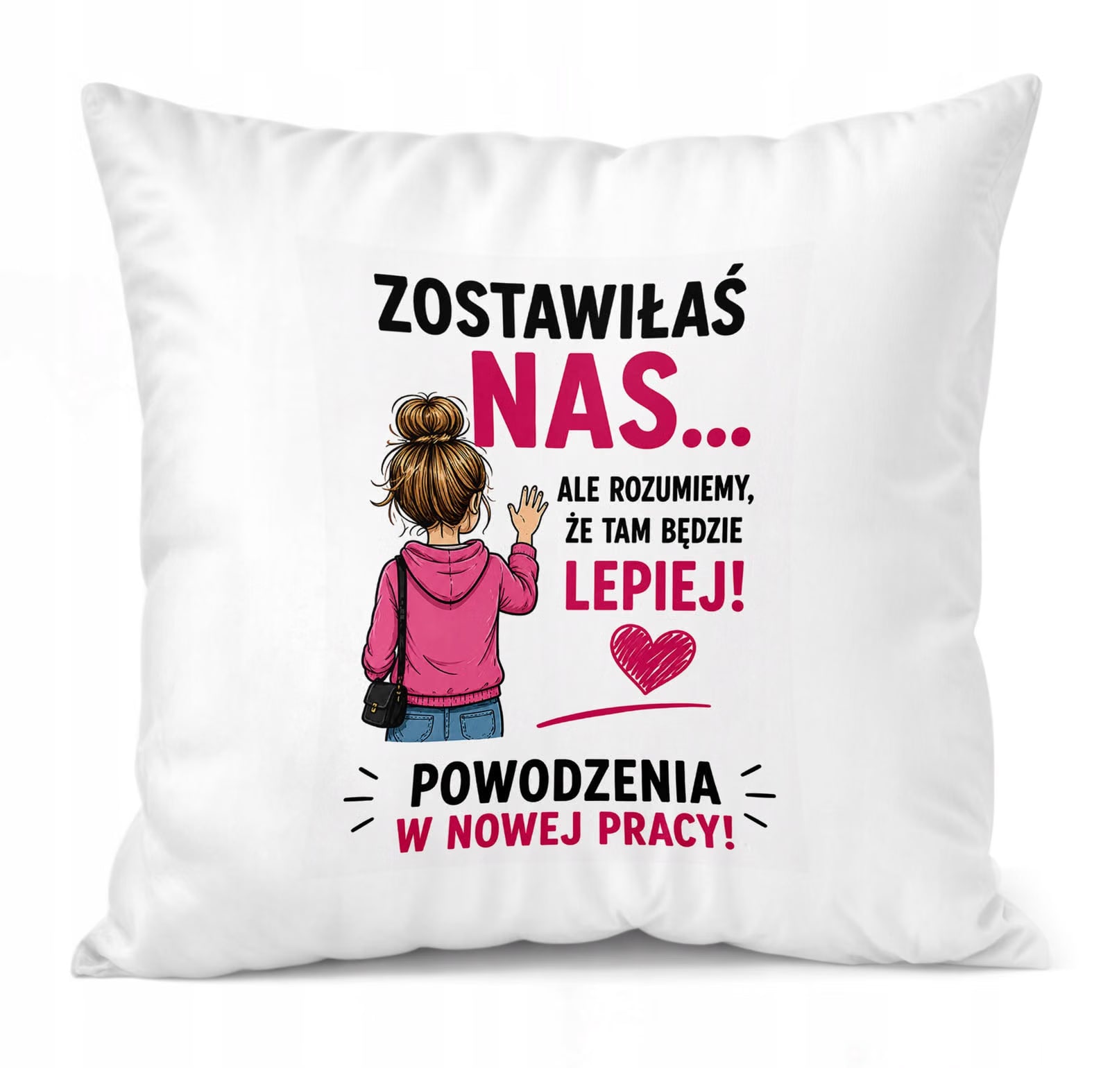 Poduszka Jasiek 38x38cm z Nadrukiem Odejście z Pracy Dla Koleżanki Prezent