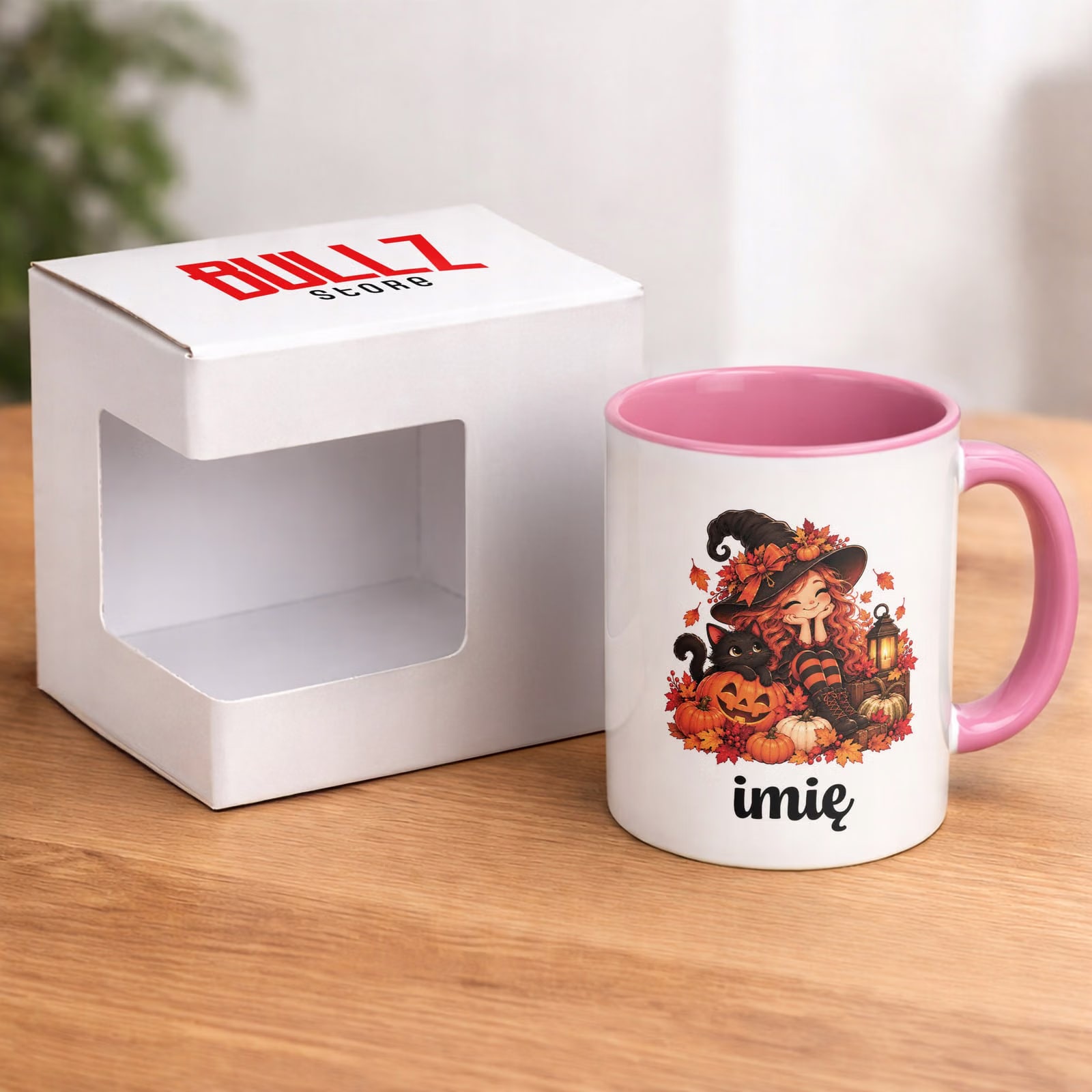 Kubek Różowy Personalizowany z Nadrukiem Dla Kobiet Czarownica Wiedźma