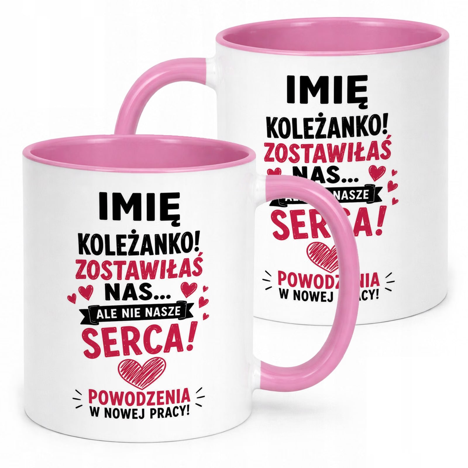 Kubek Różowy Personalizowany z Nadrukiem Pożegnanie Odejście z Pracy