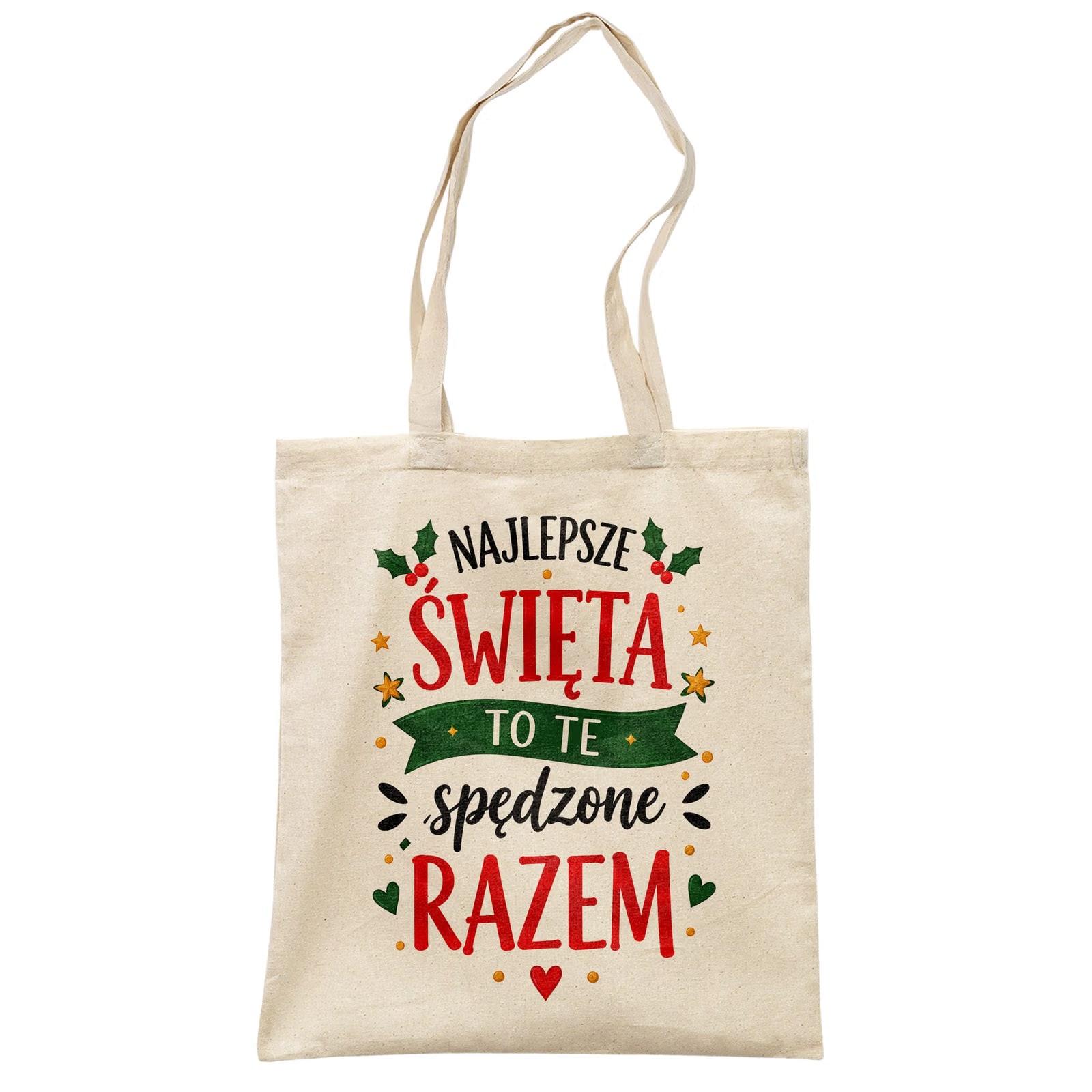Torba shopper bawełniana świąteczna na zakupy z nadrukiem prezent