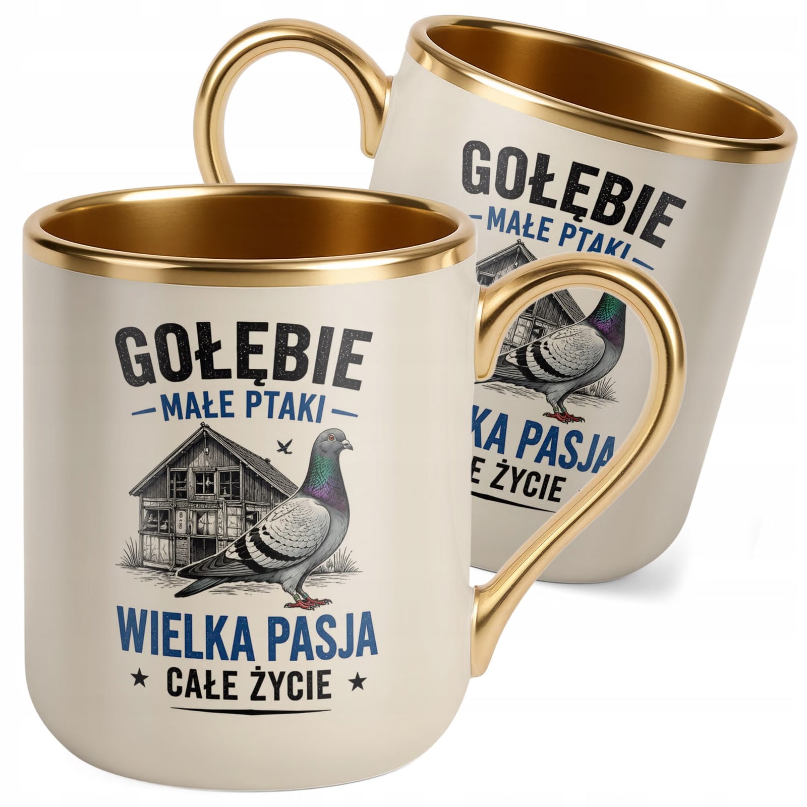 Kubek z nadrukiem Premium Złoty Ecru Dla Gołębiarza Hodowcy Gołębi Prezent