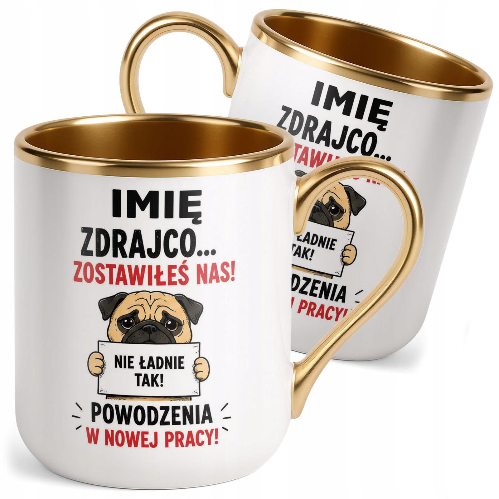 Kubek Personalizowany z nadrukiem Premium Złoty Odejście z Pracy