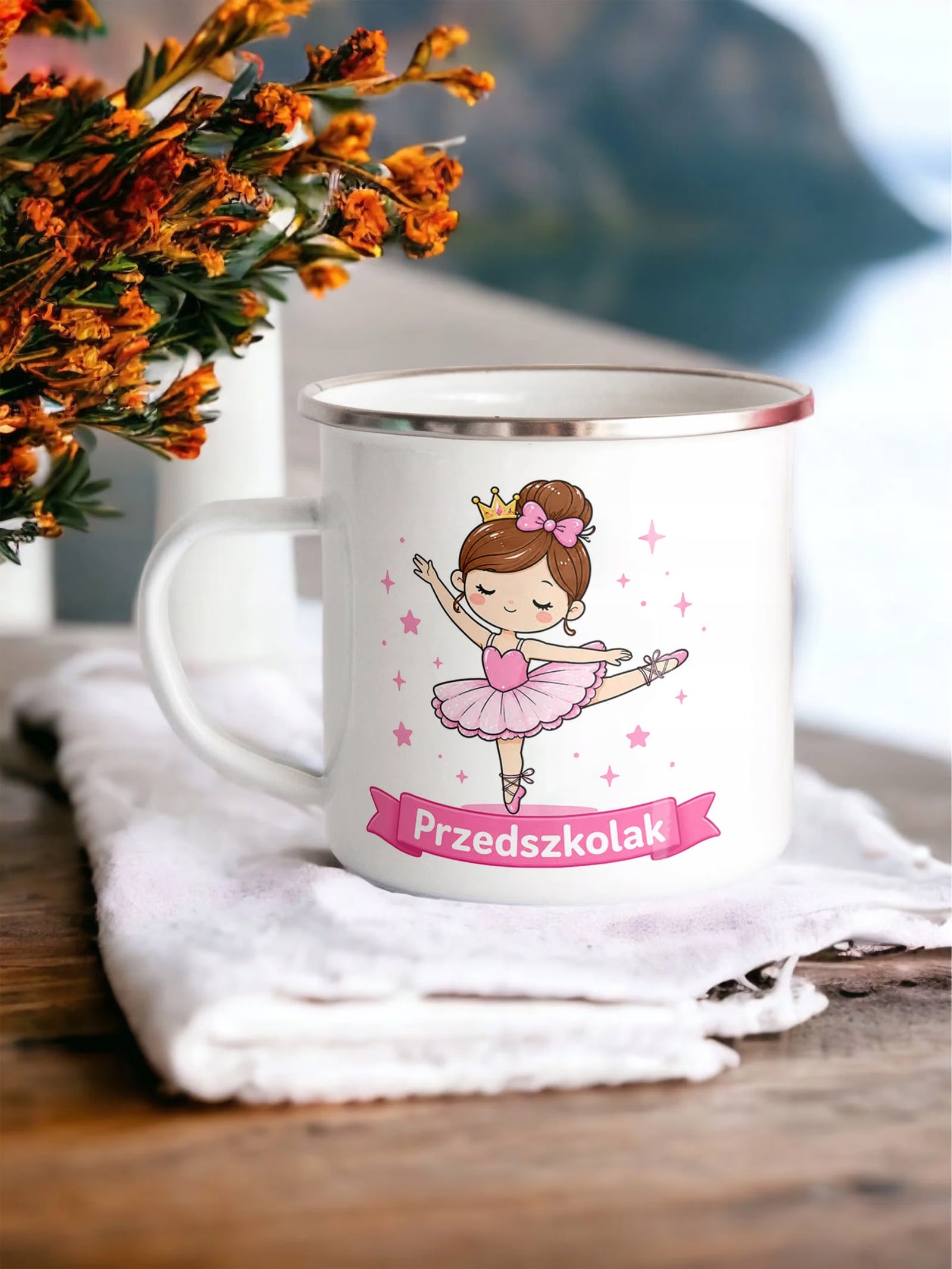 Zestaw Plecak Worek Kubek Emaliowany Z Nadrukiem Przedszkolak Szkoła