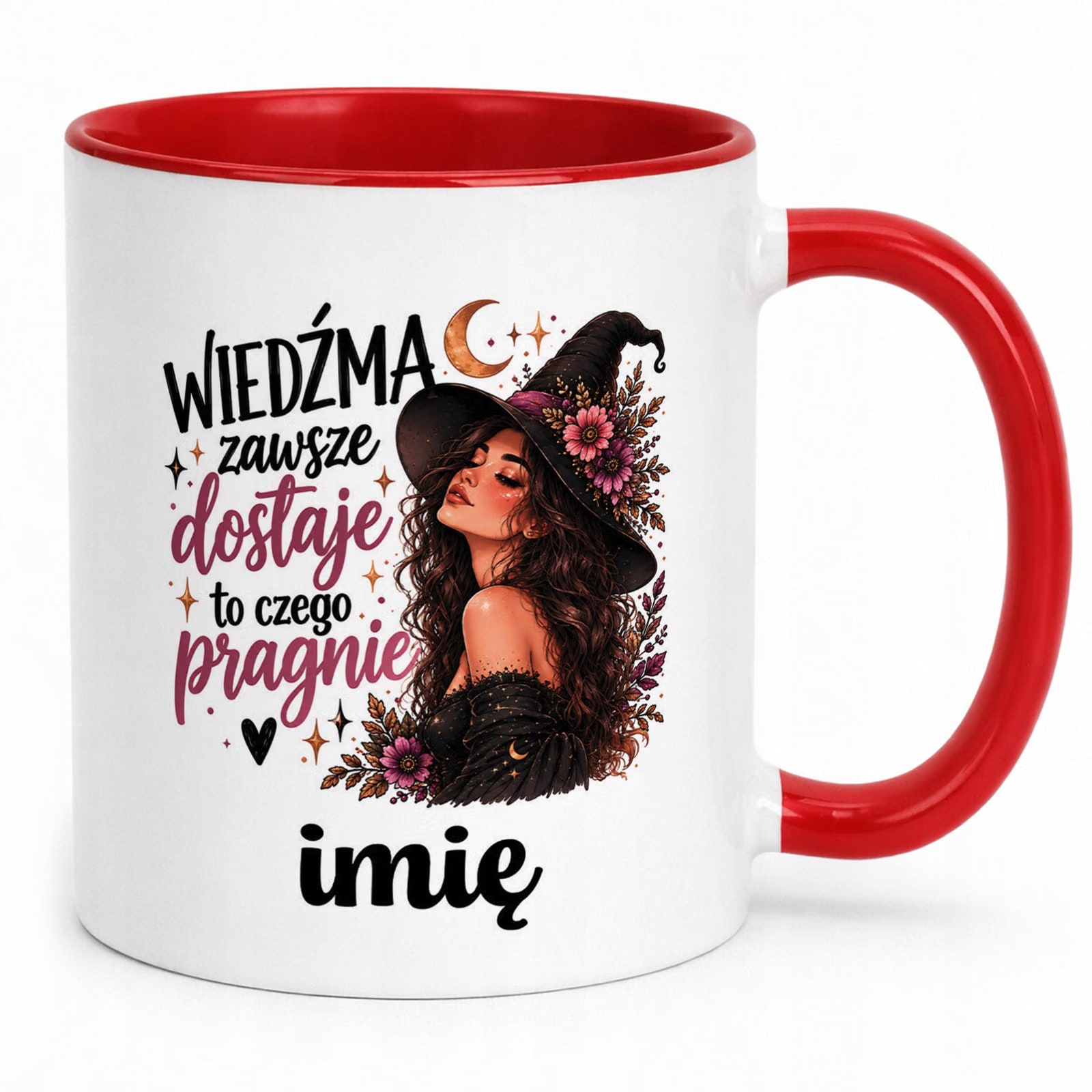 Kubek Czerwony Personalizowany z Nadrukiem Dla Kobiet Czarownica Wiedźma