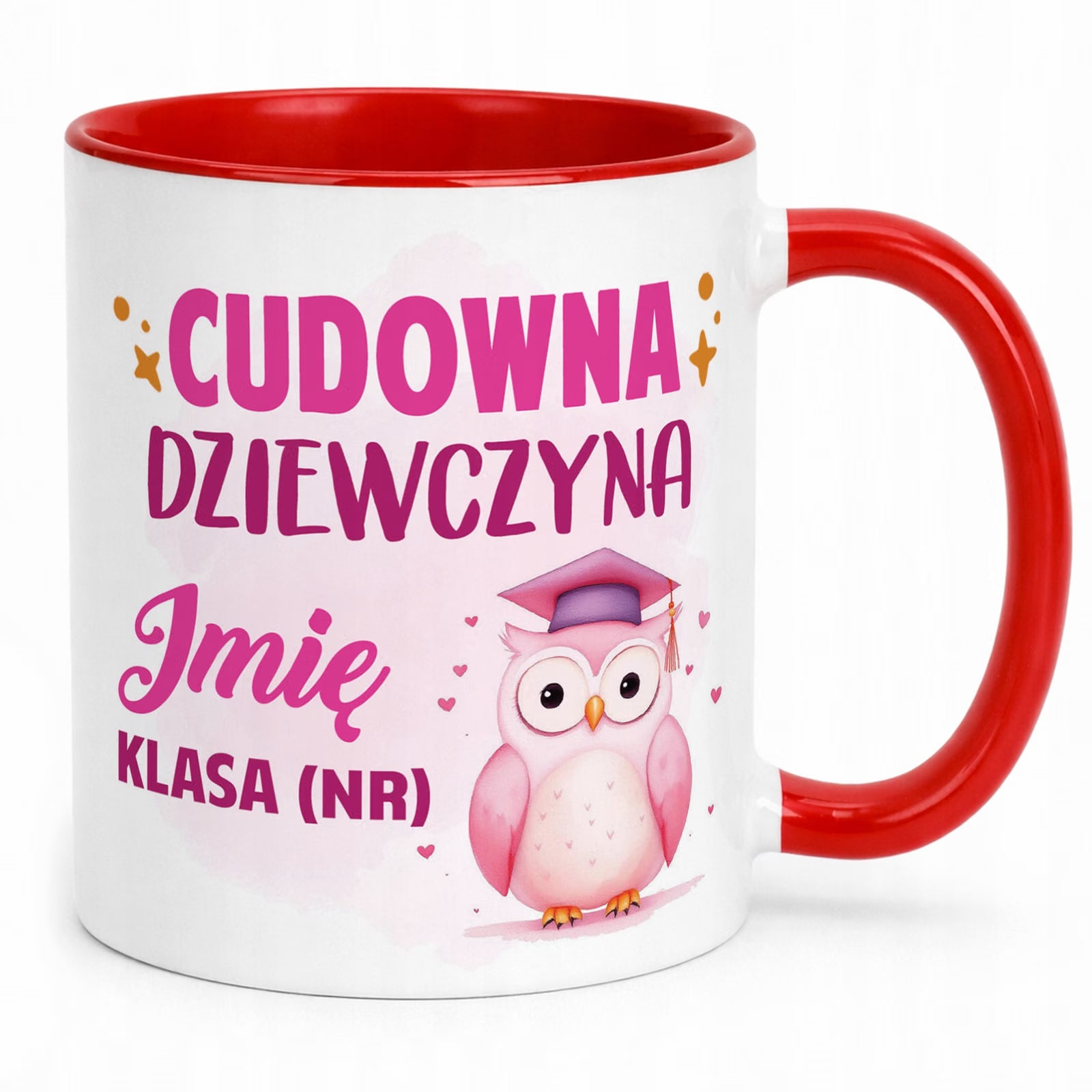 Kubek Czerwony Z Imieniem Klasa Dzień Kobiet Dla Dziewczynki Prezent