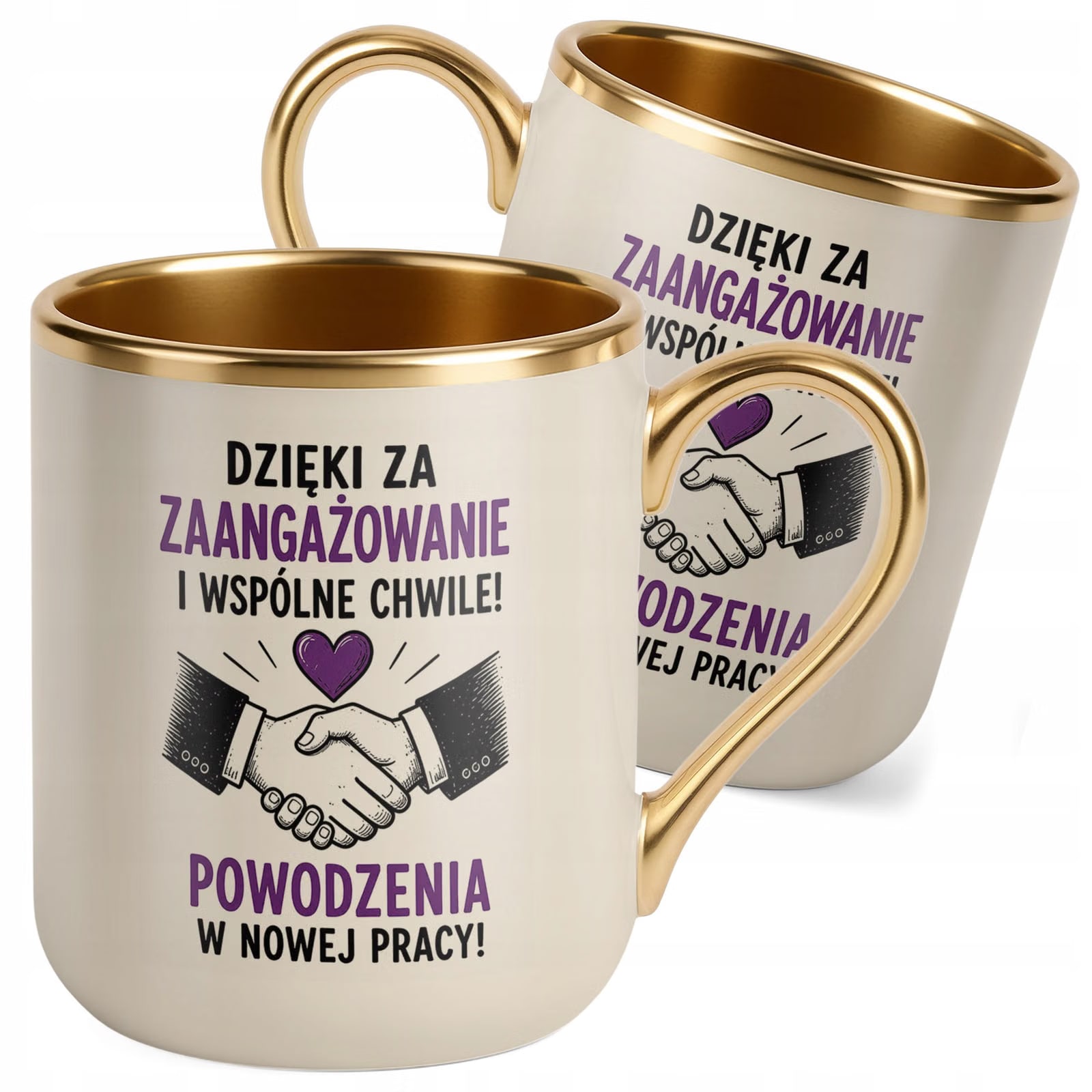 Kubek z nadrukiem Premium Złoty Ecru Pożegnanie Odejście z Pracy