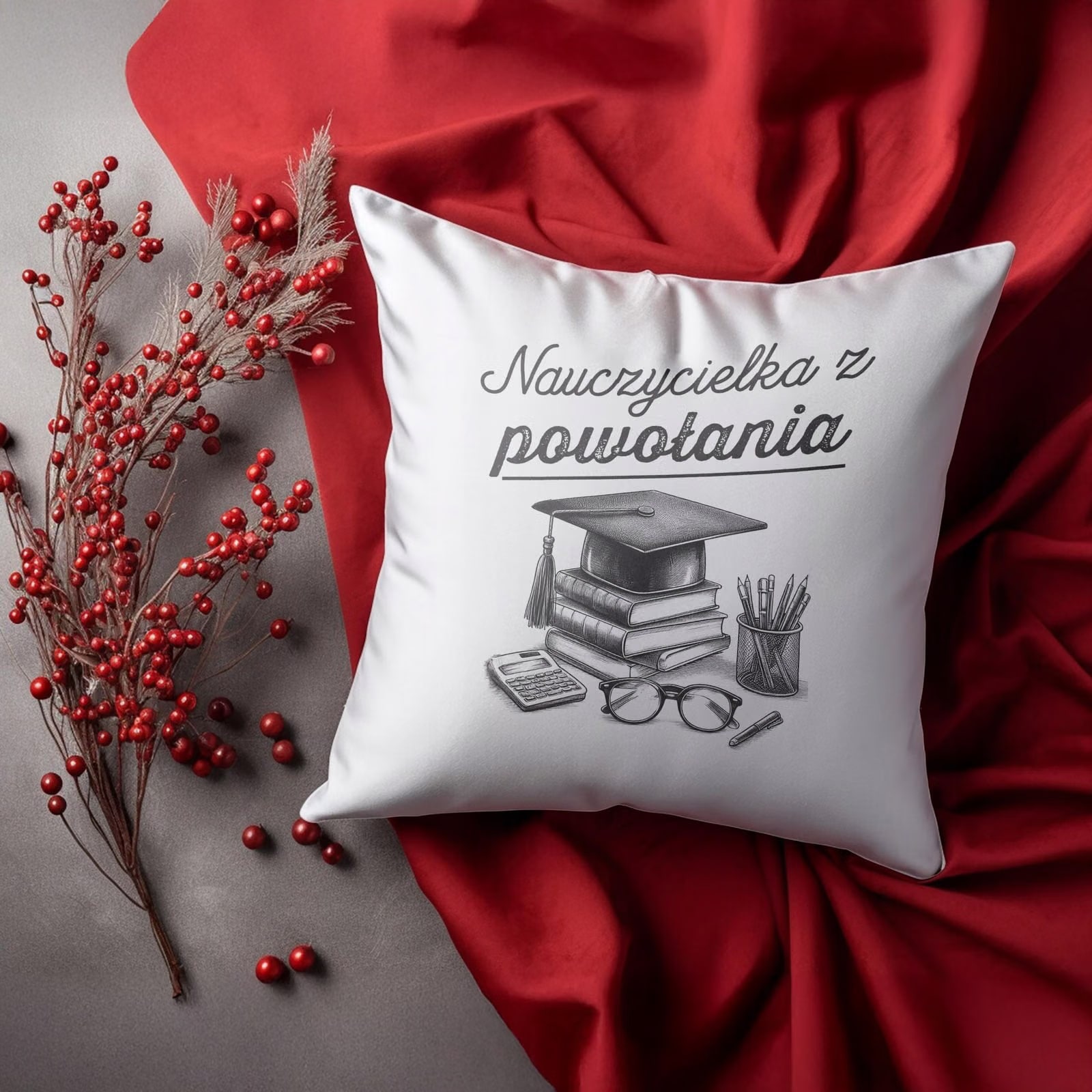 Poduszka Jasiek 38x38cm z Nadrukiem Dzień Nauczyciela Prezent Upominek