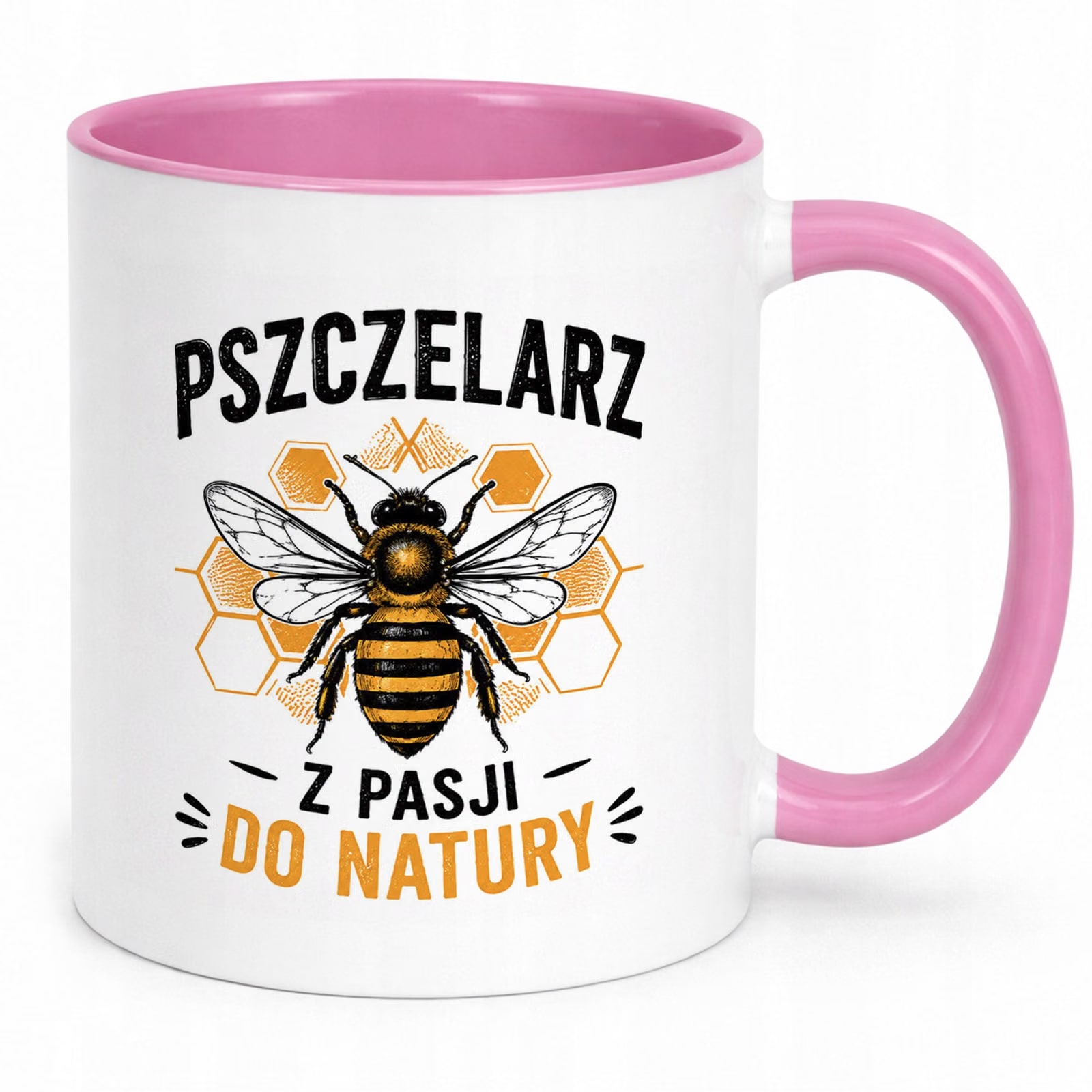 Różowy Kubek z nadrukiem Dla Pszczelarza Szef Pasieki Upominek Prezent