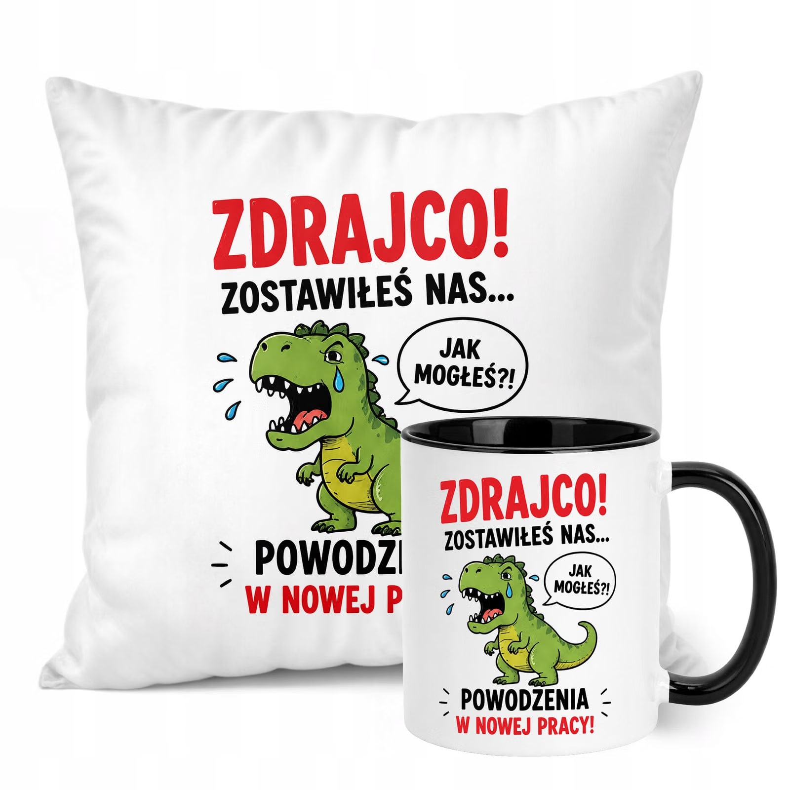 Zestaw Kubek Czarny Poduszka Z Nadrukiem Odejście z Pracy Prezent