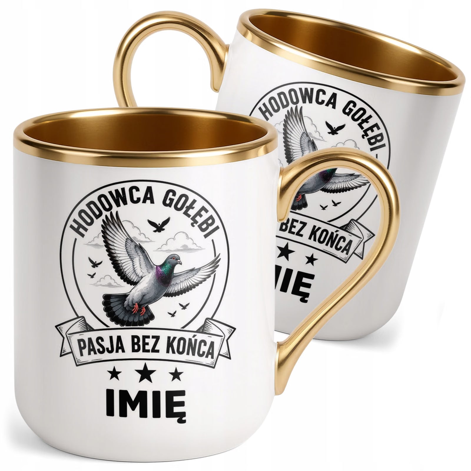 Kubek Personalizowany z nadrukiem Premium Złoty Dla Gołębiarza Prezent