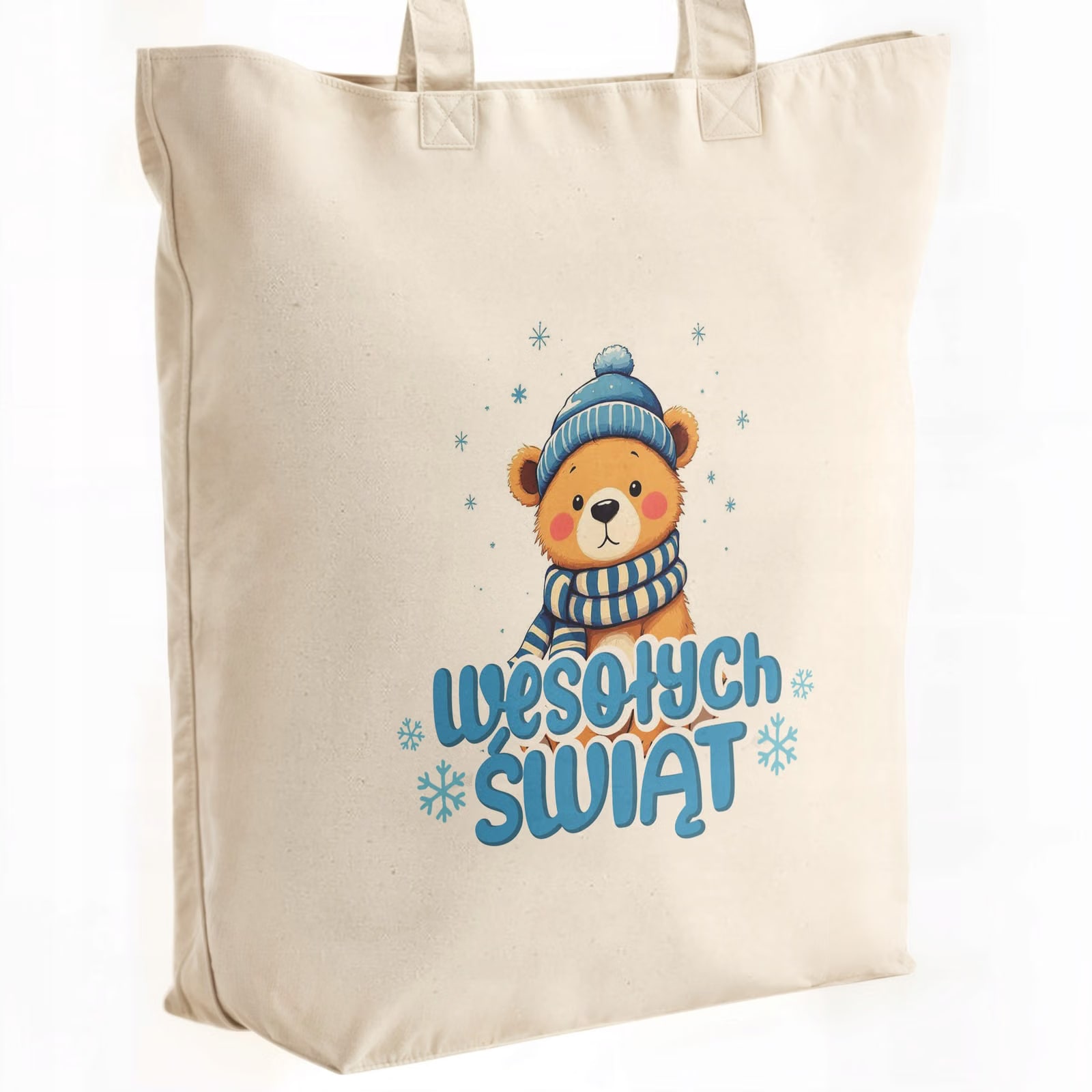 Torba shopper bawełniana premium świąteczna na zakupy z nadrukiem
