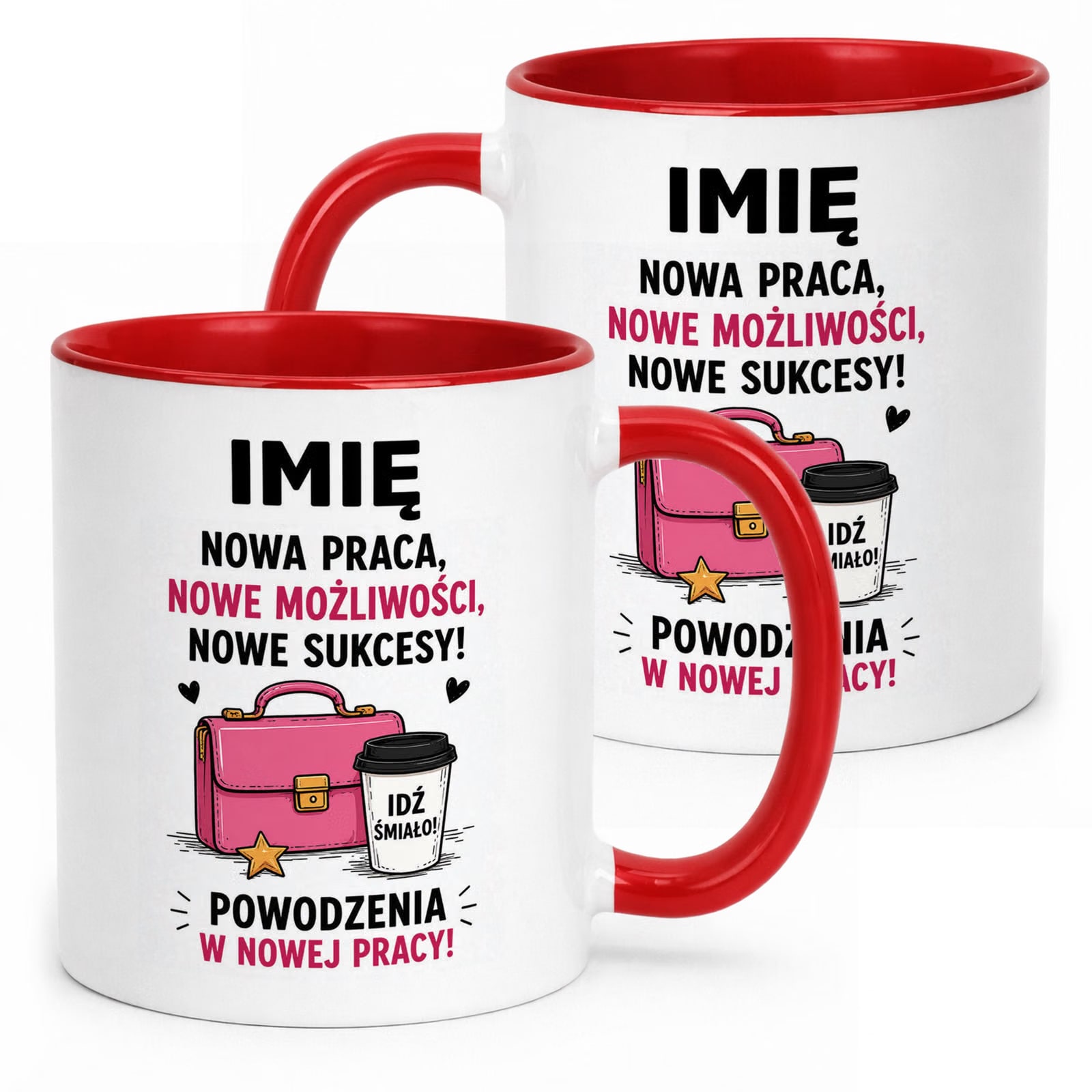 Kubek Czerwony Personalizowany z Nadrukiem Pożegnanie Odejście z Pracy