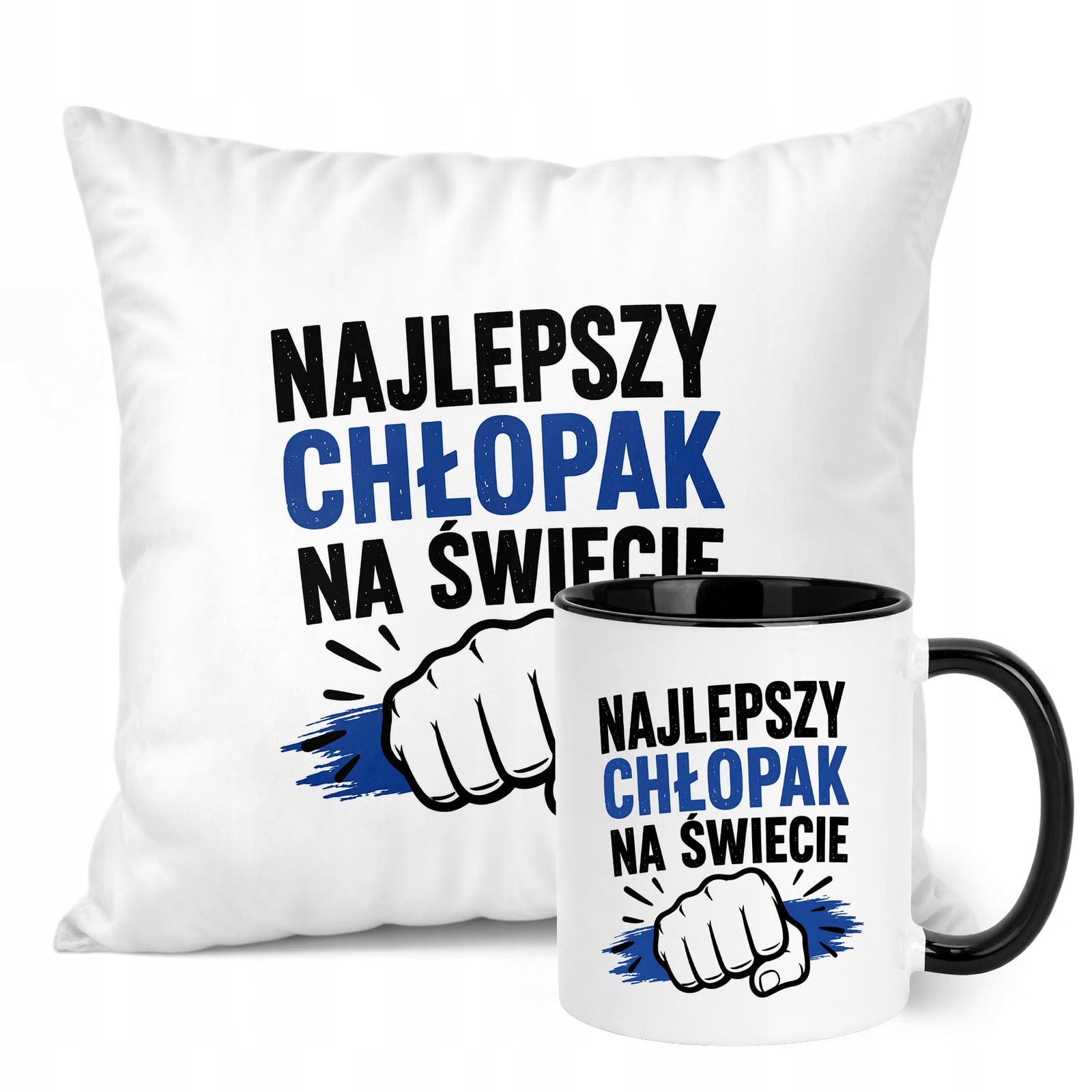 Zestaw Kubek Czarny Poduszka Dzień Chłopaka Z Nadrukiem Prezent Upominek