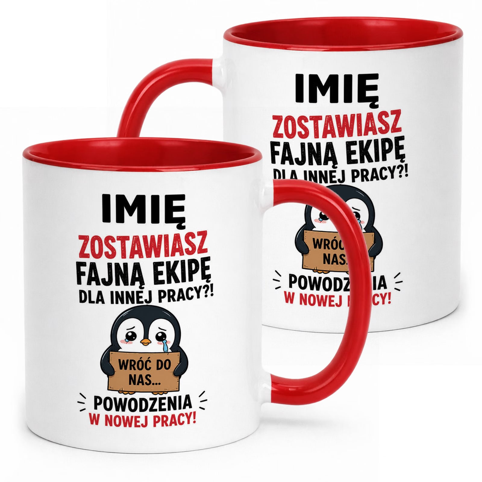 Kubek Czerwony Personalizowany z Nadrukiem Pożegnanie Odejście z Pracy