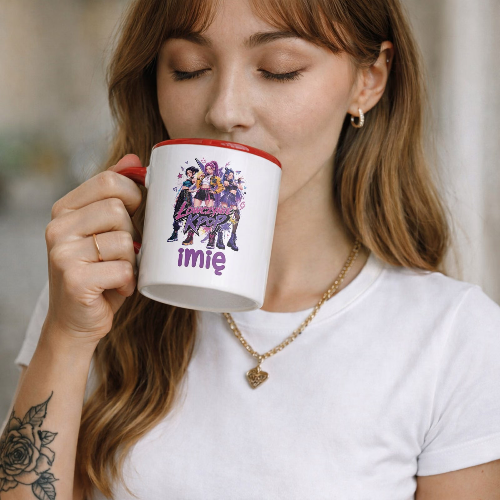 Zestaw personalizowany Kubek Czerwony Podkładka pod mysz Łowczynie Kpop