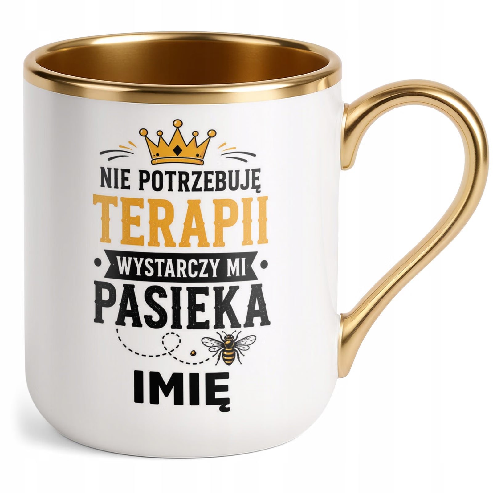 Kubek Personalizowany z nadrukiem Premium Złoty Dla Pszczelarza Prezent