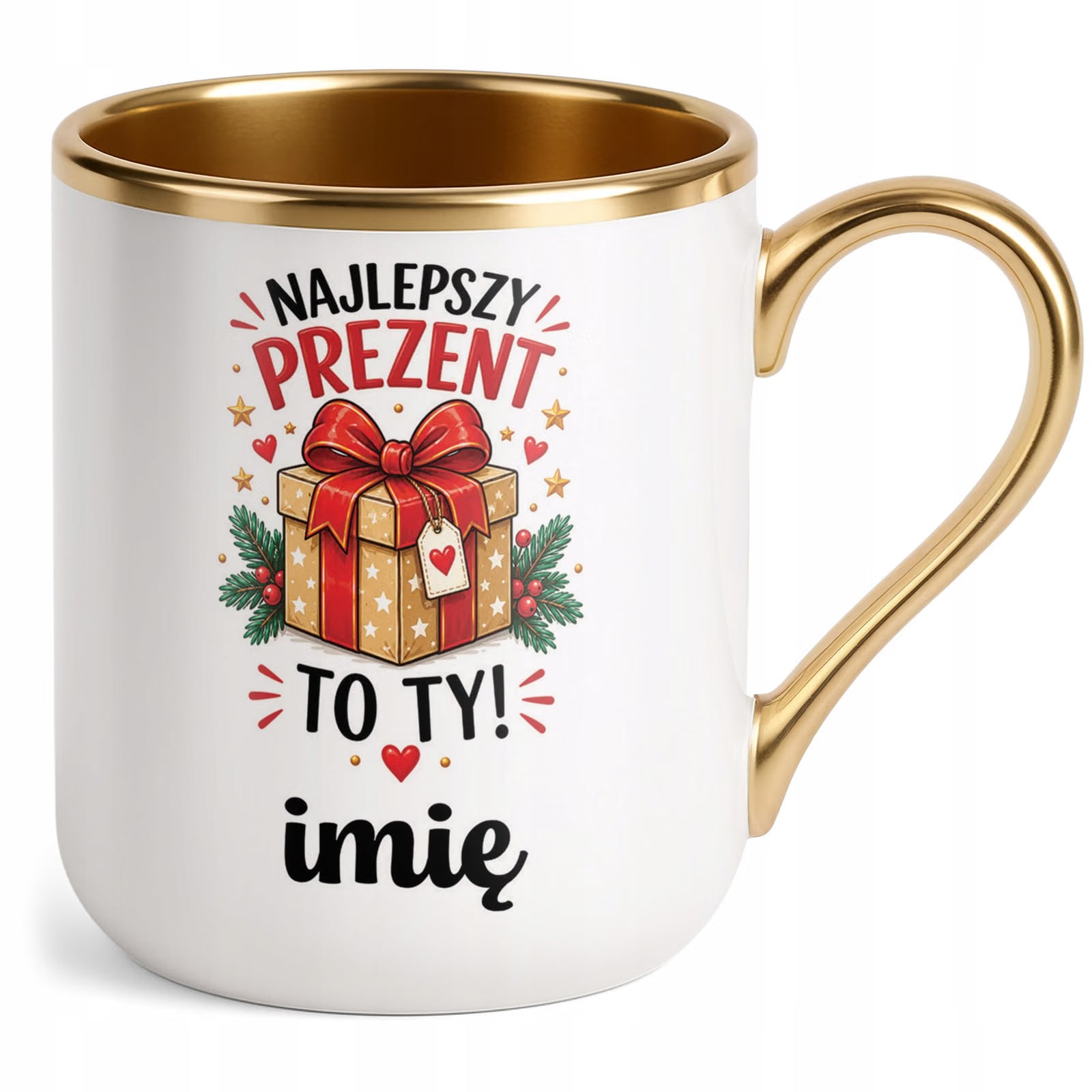 Kubek Personalizowany Premium Złoty Boże Narodzenie Święta Prezent