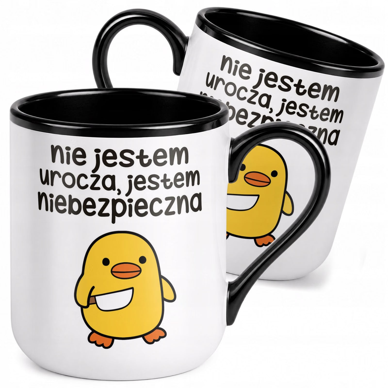 Kubek z nadrukiem Premium Czarny Jestem Niebezpieczna Upominek Prezent