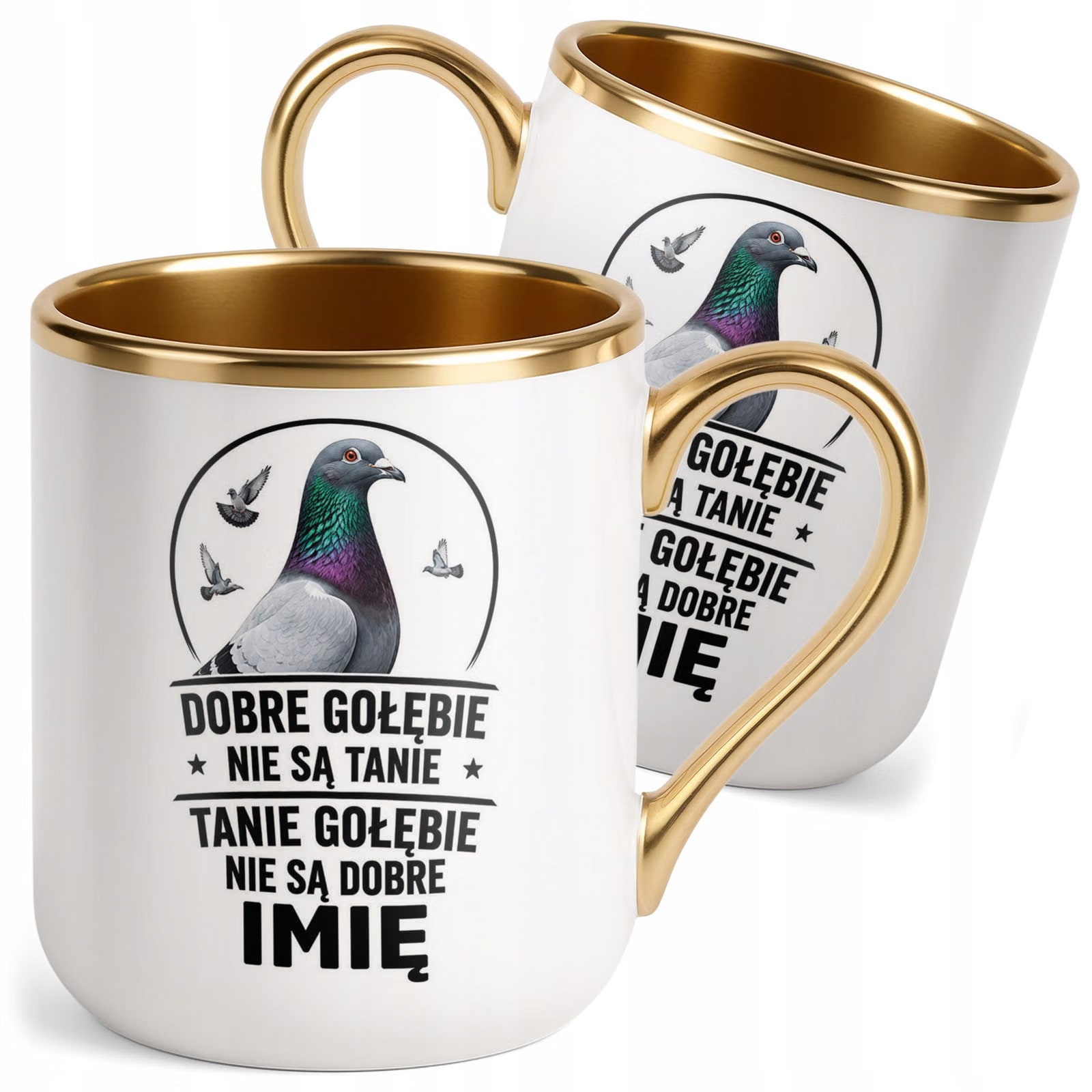 Kubek Personalizowany z nadrukiem Premium Złoty Dla Gołębiarza Prezent