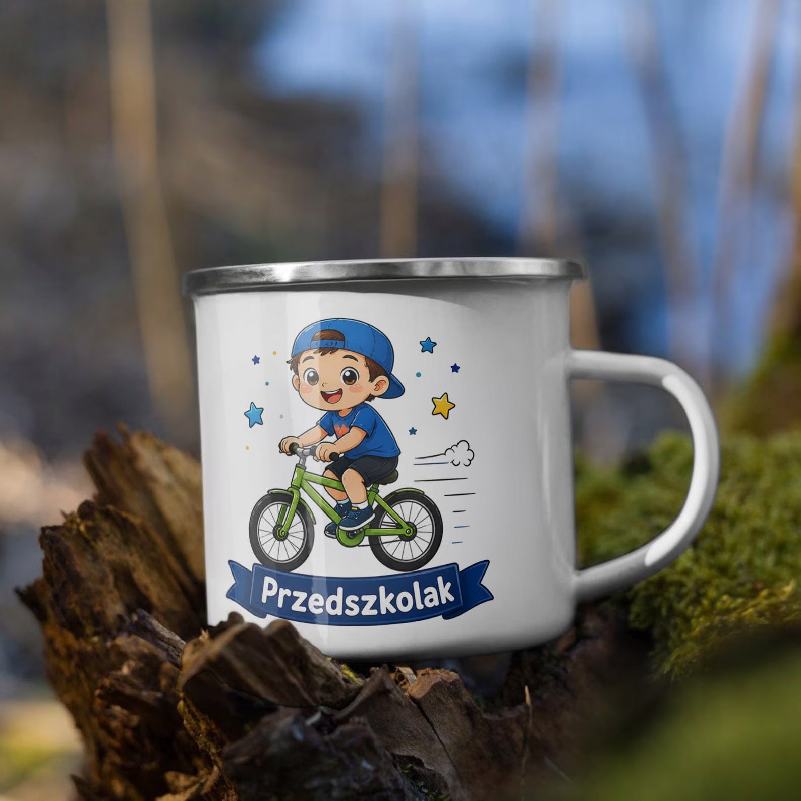 Zestaw Kubek Emaliowany Poduszka Z Nadrukiem Przedszkolak Szkoła Prezent