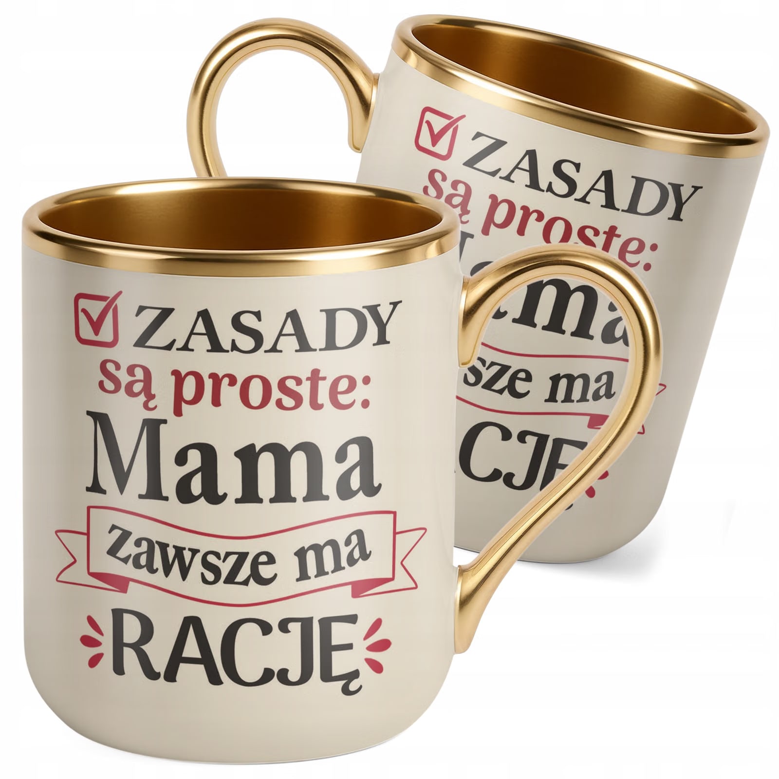 Kubek Premium Złoty Ecru Dzień Matki Dla Mamy Prezent Zasady Są Proste
