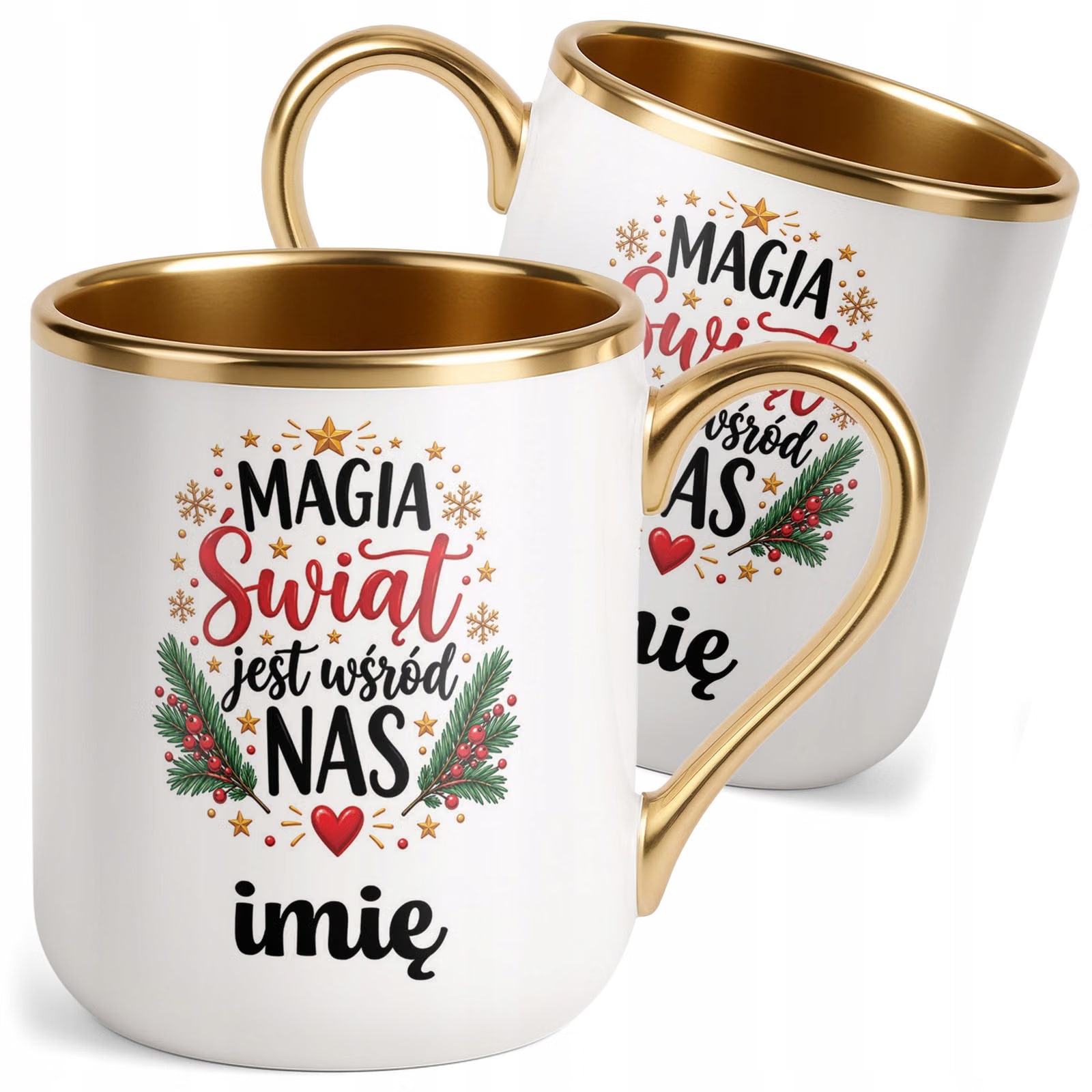 Kubek Personalizowany Premium Złoty Boże Narodzenie Święta Prezent