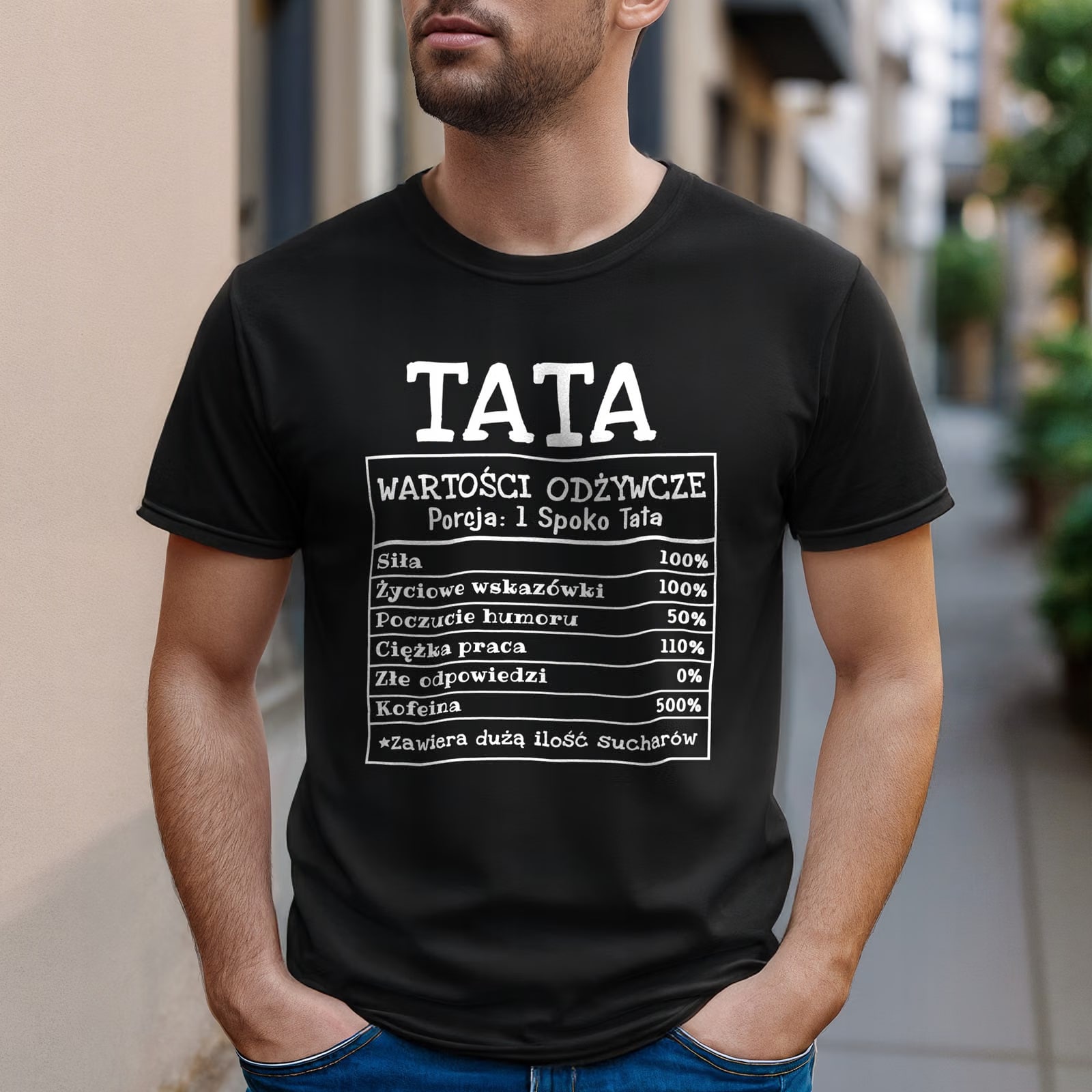 Koszulka czarna męska Dzień Ojca Dla Taty Prezent