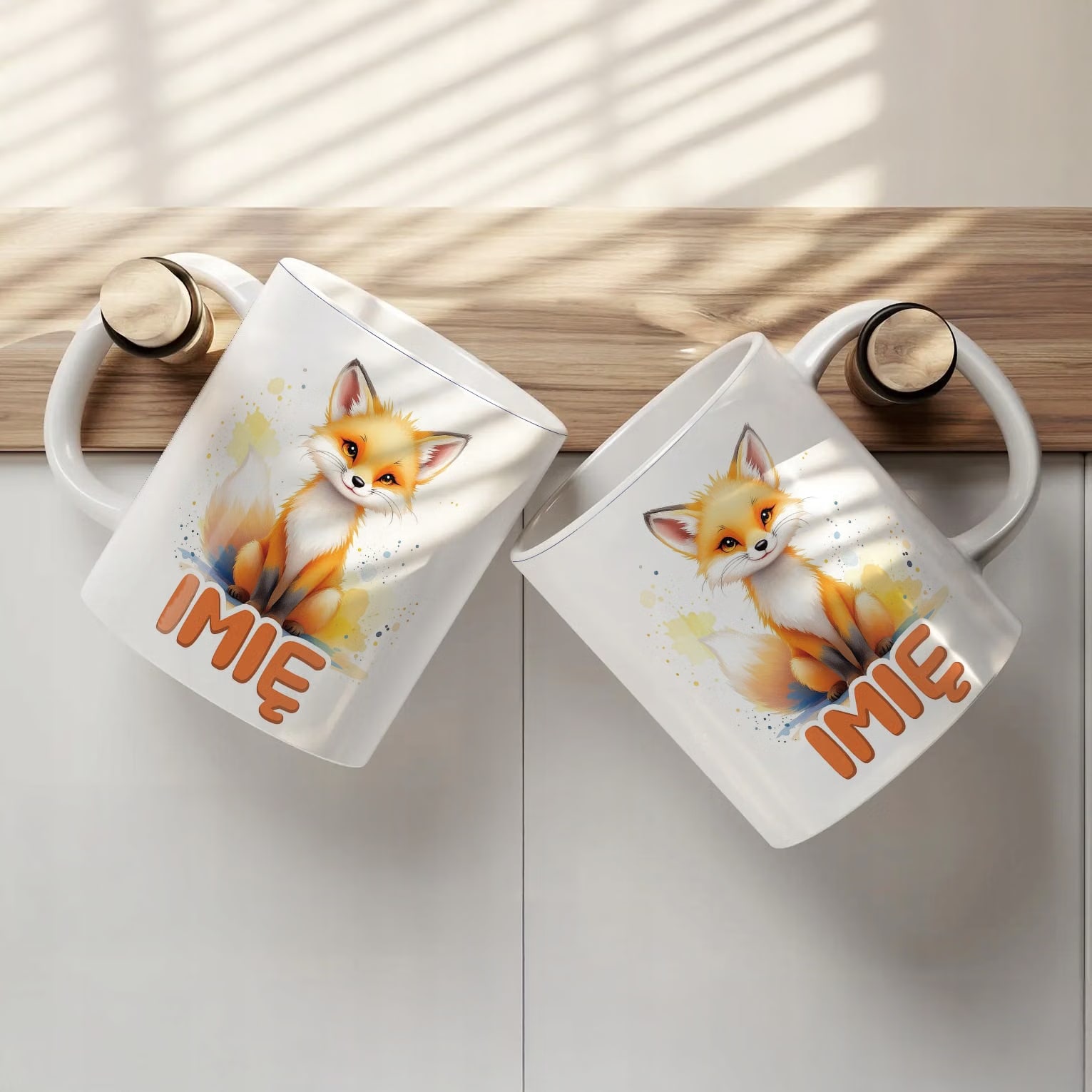 Kubek ceramiczny personalizowany Lis Zwierzak Słodki Dla Dzieci