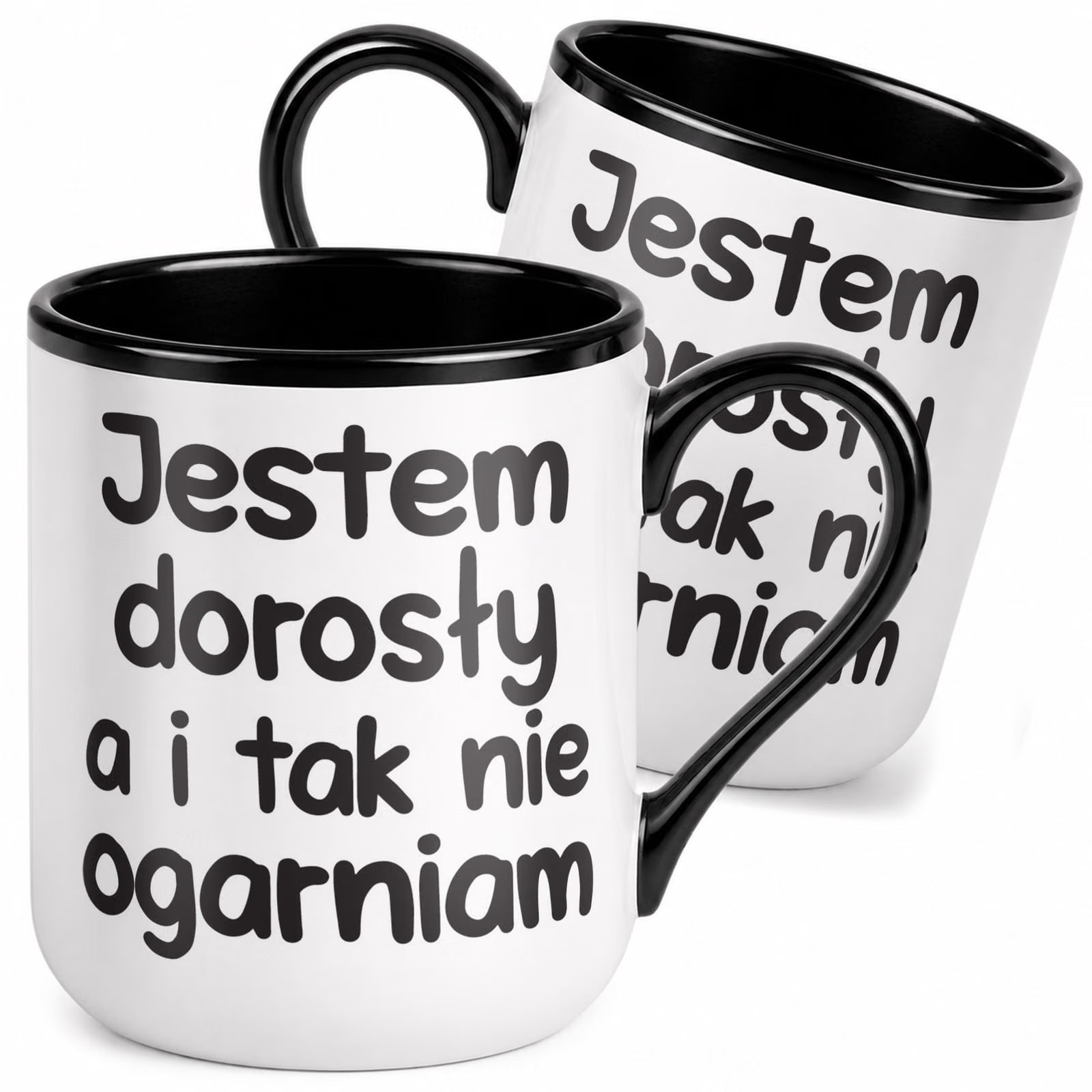 Kubek z nadrukiem Premium Czarny Jestem Dorosły Upominek Prezent