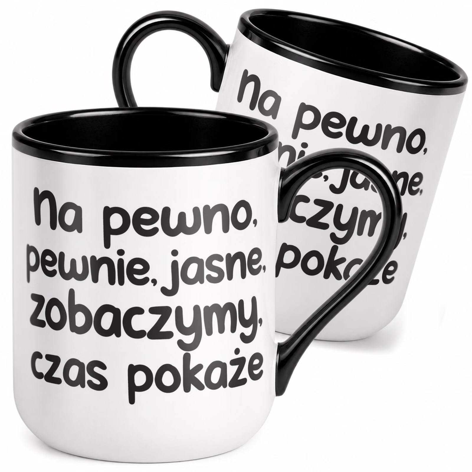 Kubek z nadrukiem Premium Czarny Zobaczymy Czas Pokaże Upominek Prezent