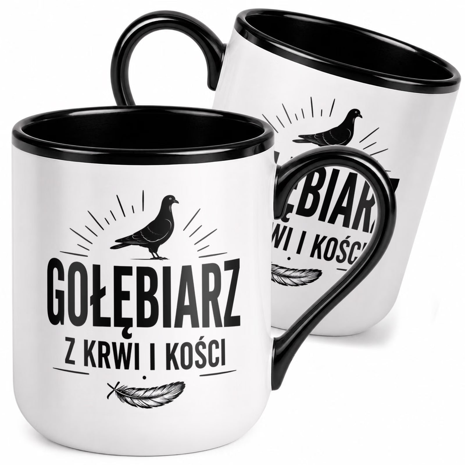 Kubek z nadrukiem Premium Czarny Dla Gołębiarza Hodowca Gołębi Prezent